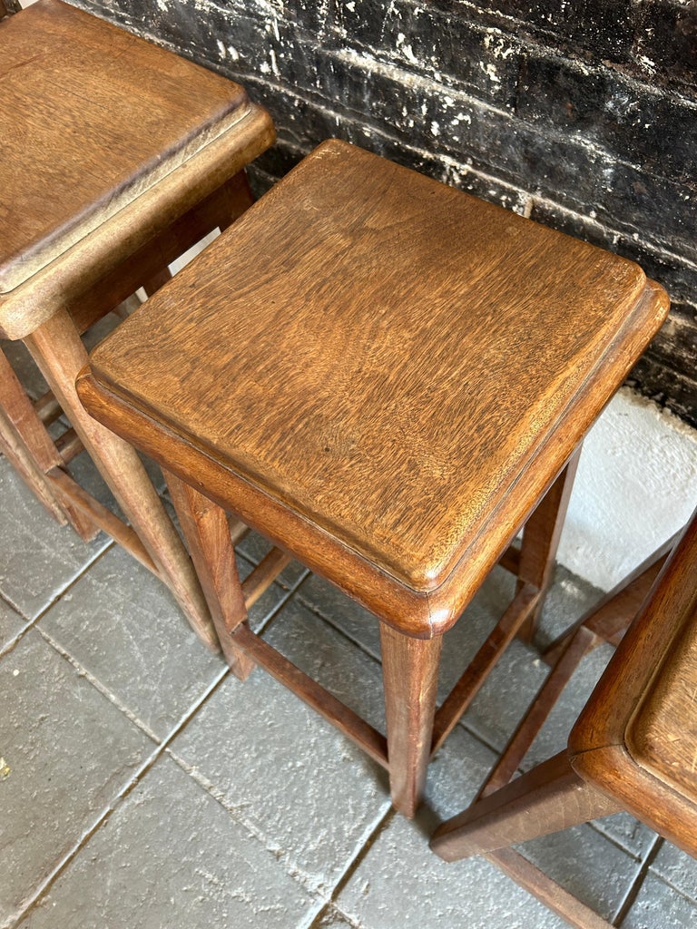 Stunning Set of 6 MidCentury Modern Studio Craft Solid Walnut Bar Stools For Sale at 1stDibs