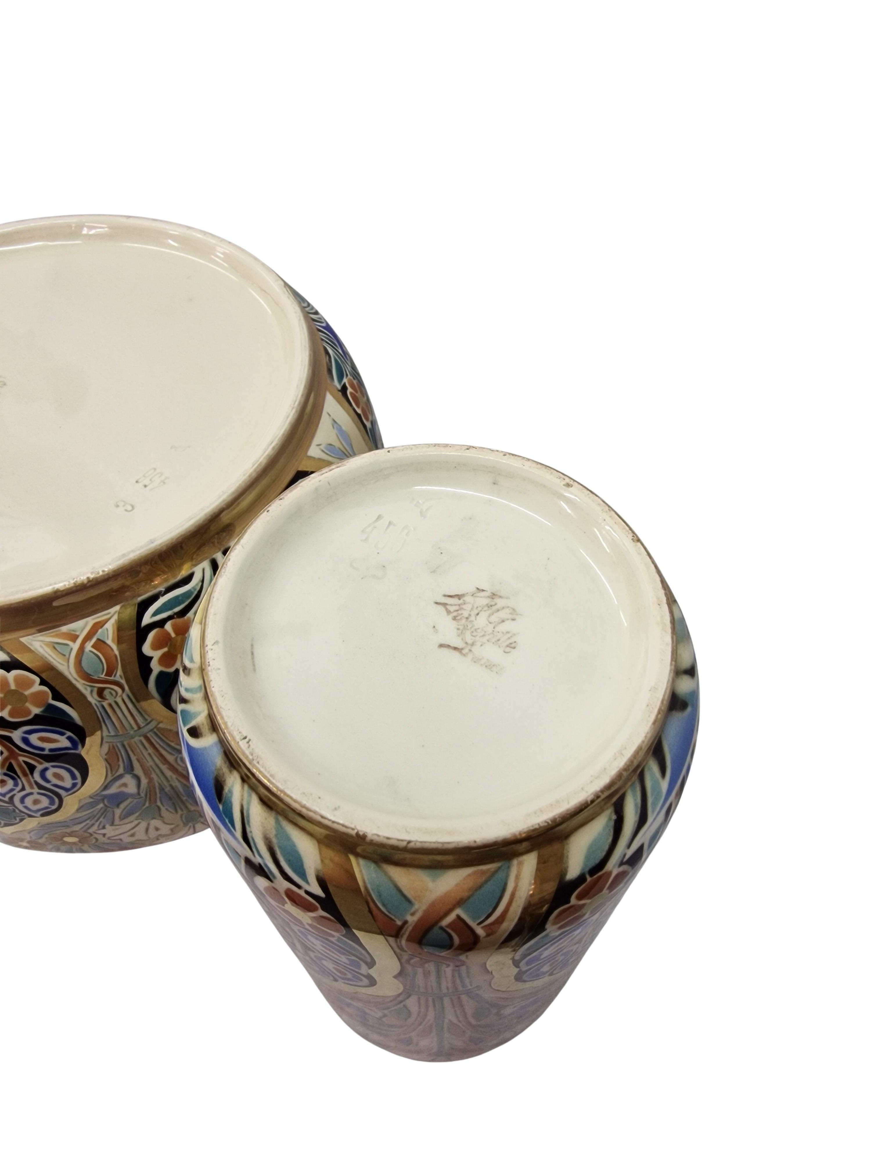 Superbe ensemble composé d'une jardinière et de deux vases, Keller & Guérin Luneville 1900, France en vente 1