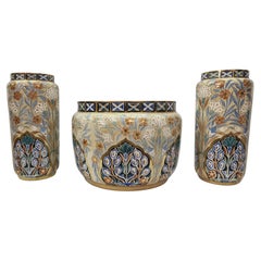 Stunning set of a planter and two vases, Keller & Guérin Luneville 1900, France Stunning set of a planter and two vases, Keller & Guérin Luneville 1900, France