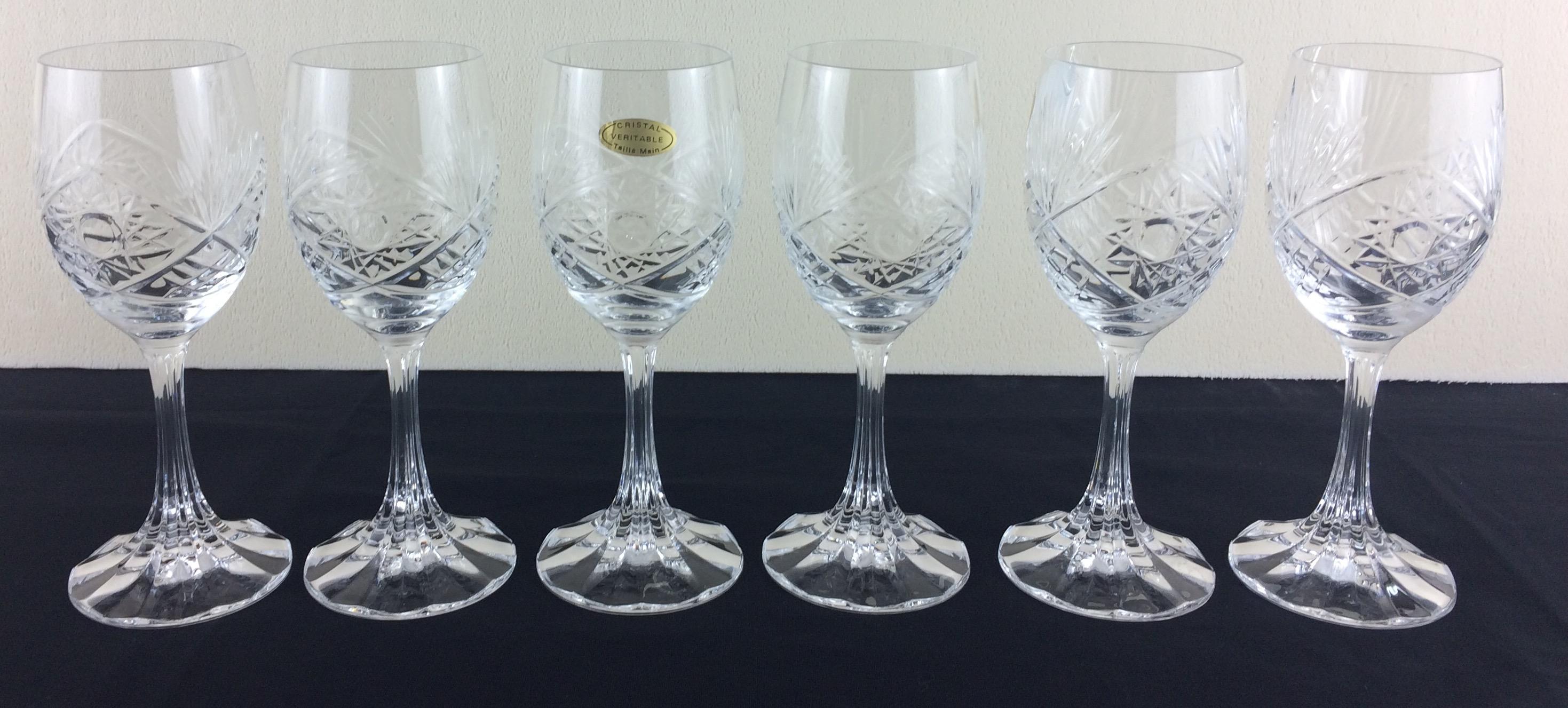 French Stunning Set of Baccarat Crystal Wine, Water Glasses, Champagne Flutes & Bucket