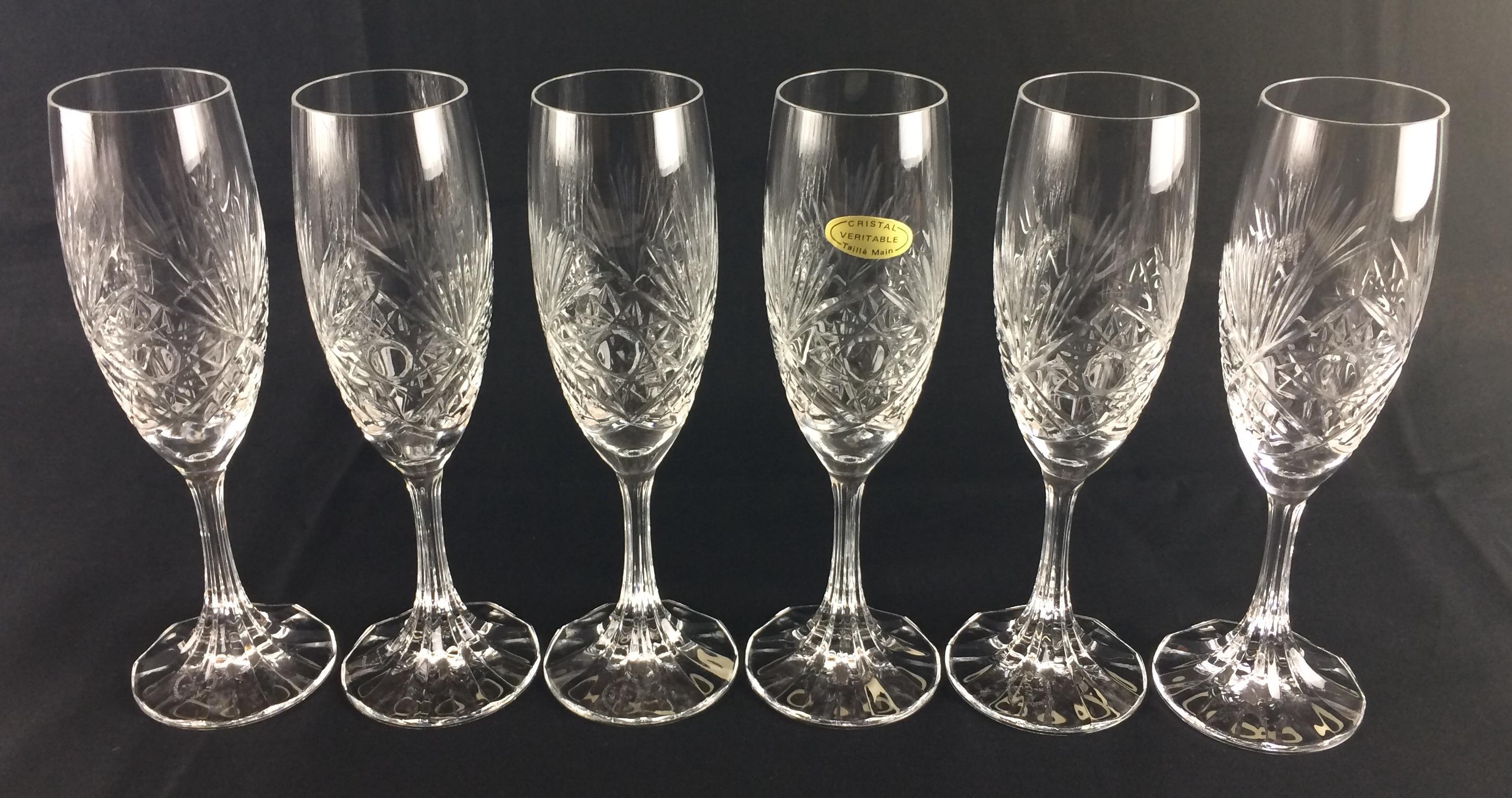 Stunning Set of Baccarat Crystal Wine, Water Glasses, Champagne Flutes & Bucket 8
