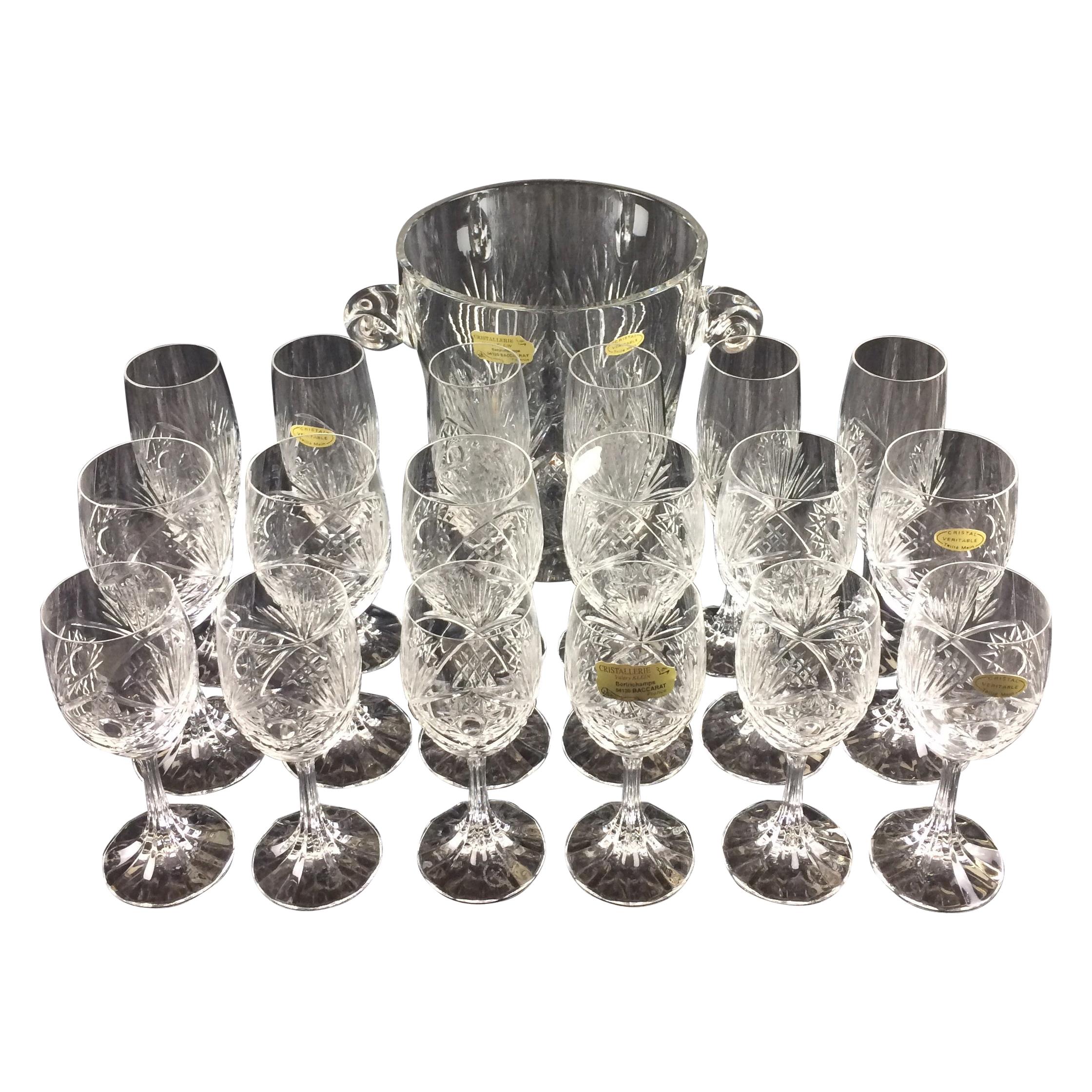Stunning Set of Baccarat Crystal Wine, Water Glasses, Champagne Flutes & Bucket