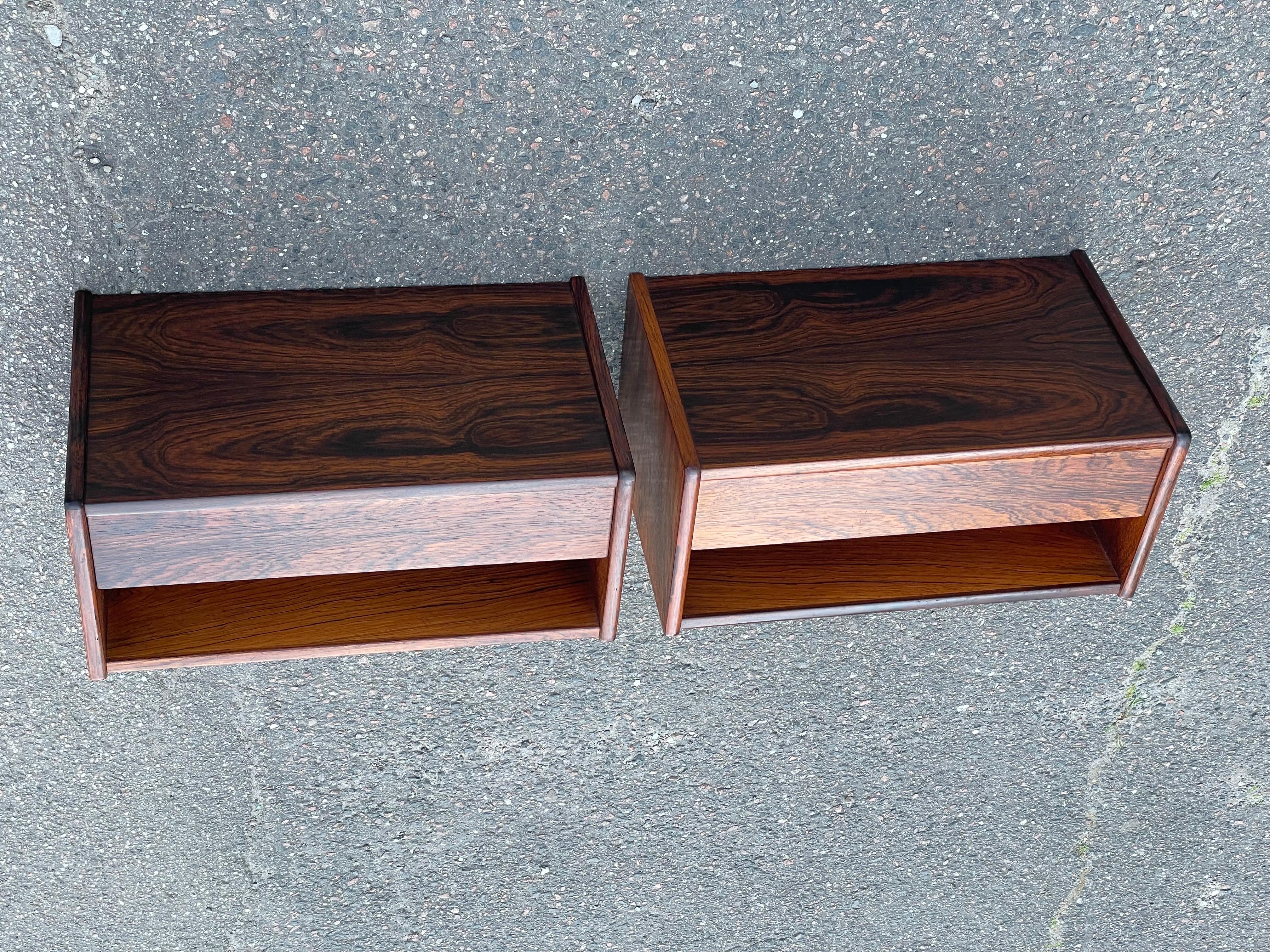 Wood Stunning Set of Danish Mid-Century Modern Floating Nightstands from the, 1960s For Sale