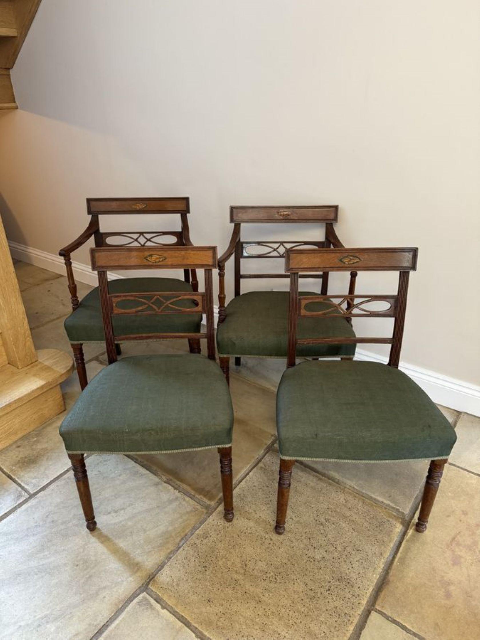 Stunning set of eight antique George III mahogany inlaid dining chairs  For Sale 6