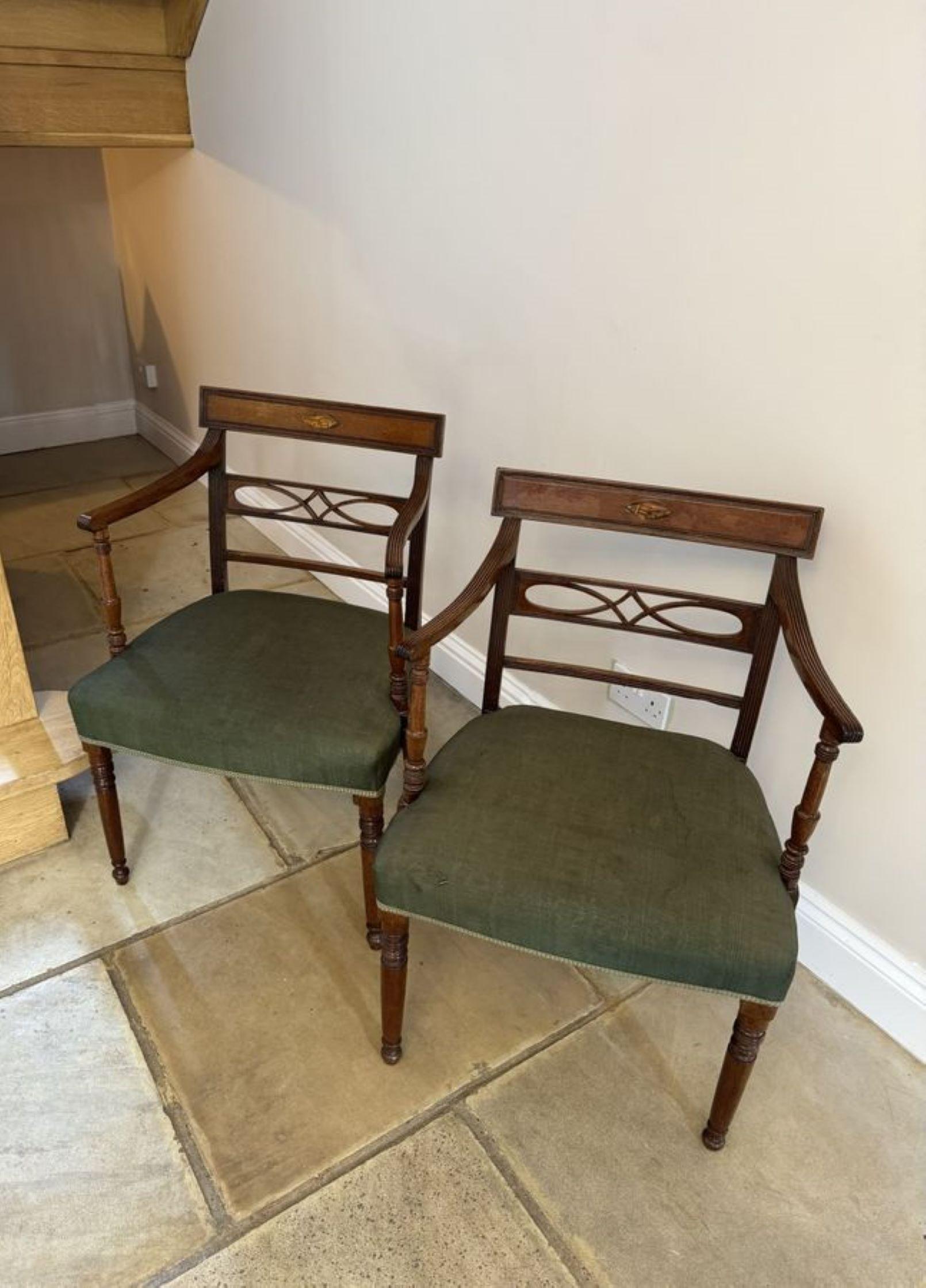 19th Century Stunning set of eight antique George III mahogany inlaid dining chairs  For Sale