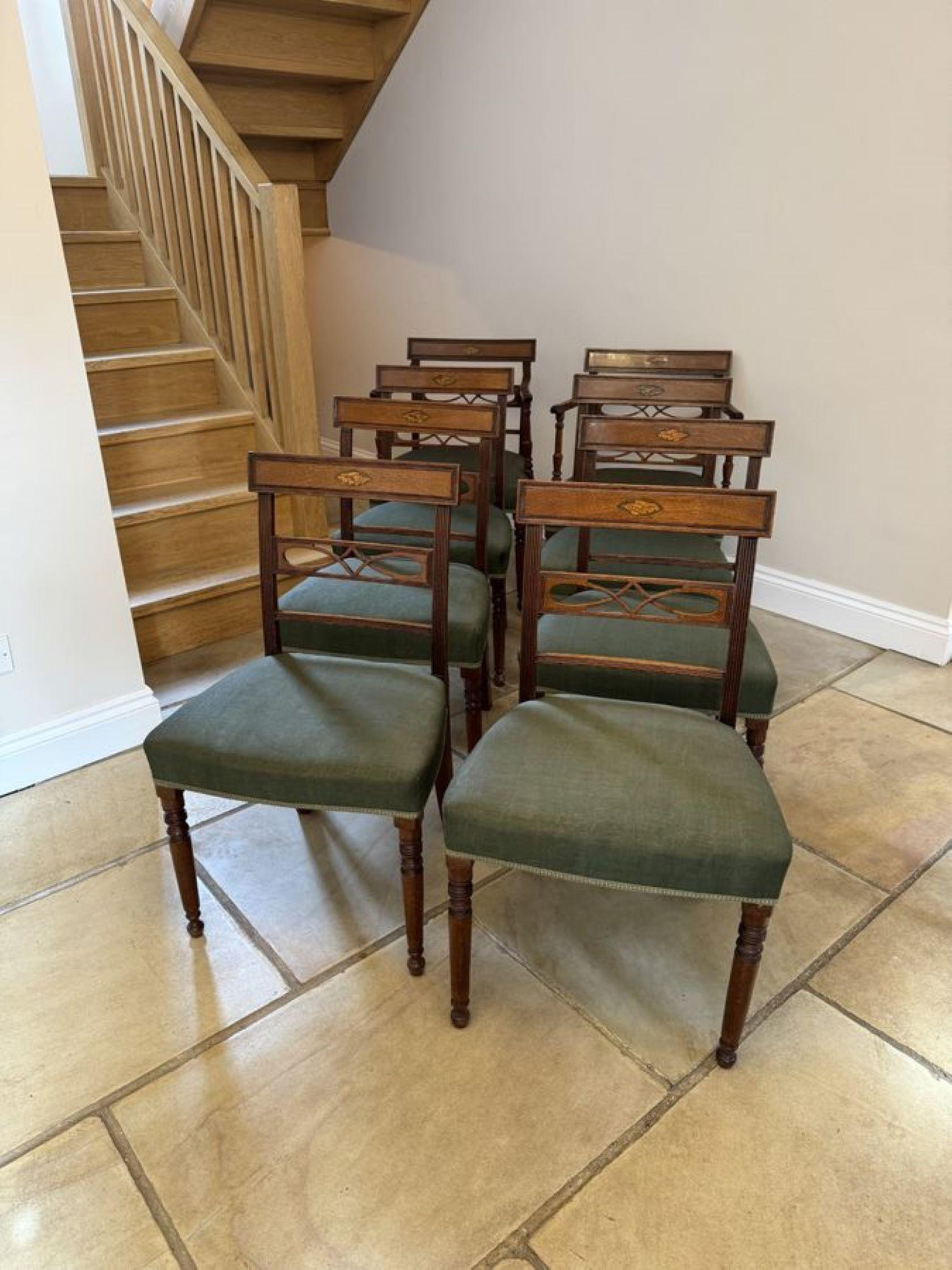 Stunning set of eight antique George III mahogany inlaid dining chairs  For Sale 4