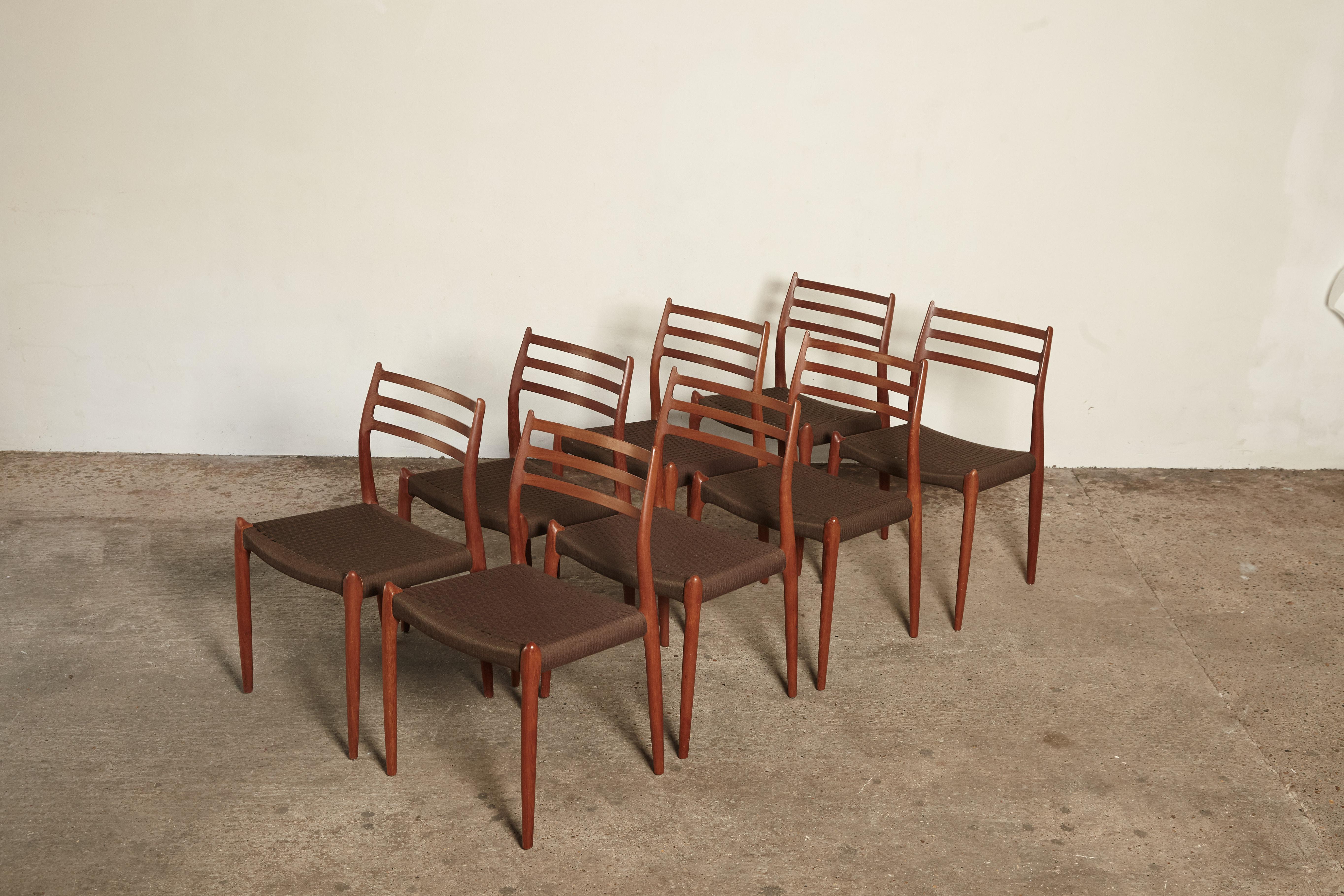 Mid-Century Modern Set of Eight Niels O Moller (Møller) Model 78 Dining Chairs, Denmark, 1960s
