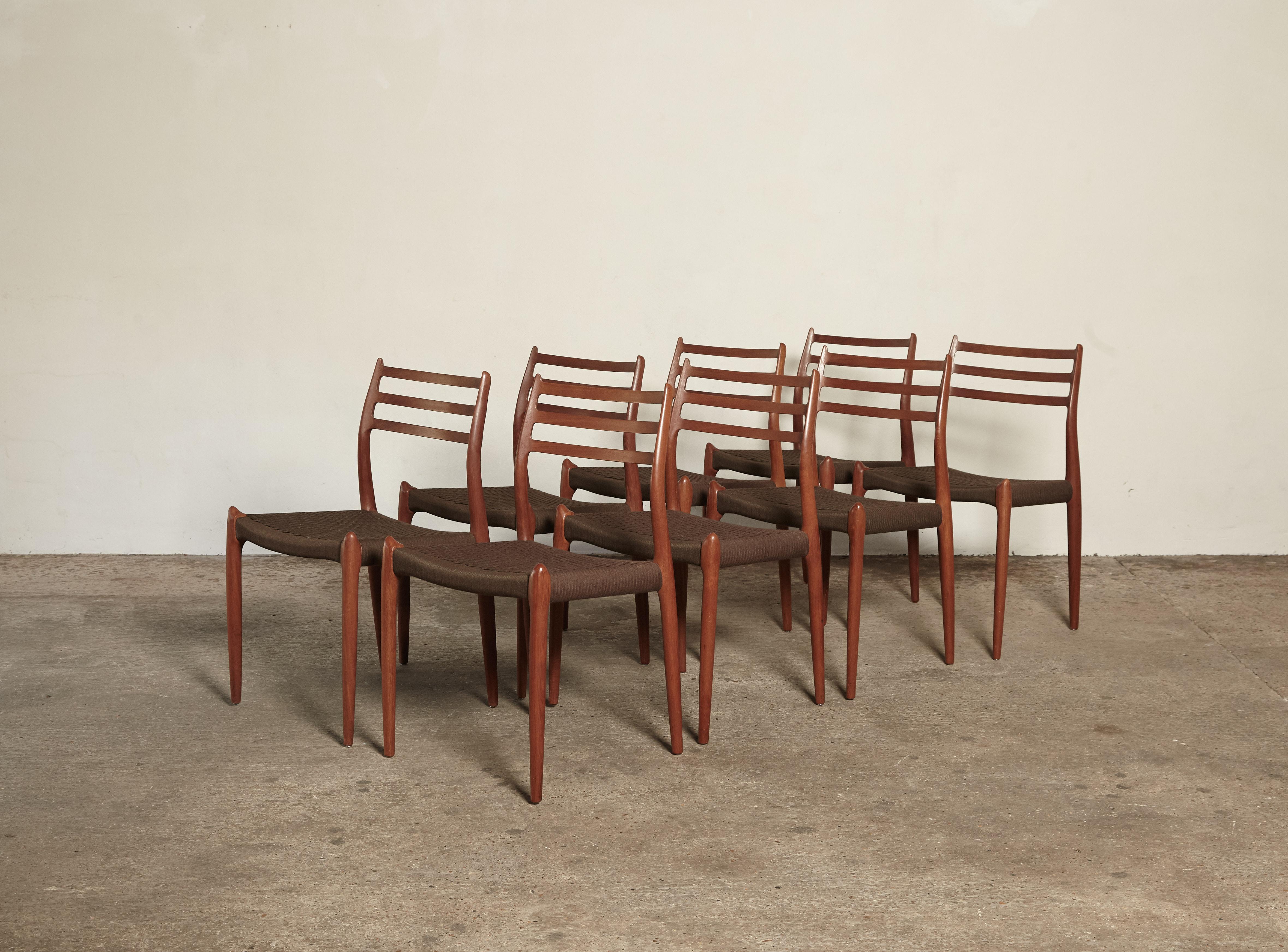 Danish Set of Eight Niels O Moller (Møller) Model 78 Dining Chairs, Denmark, 1960s