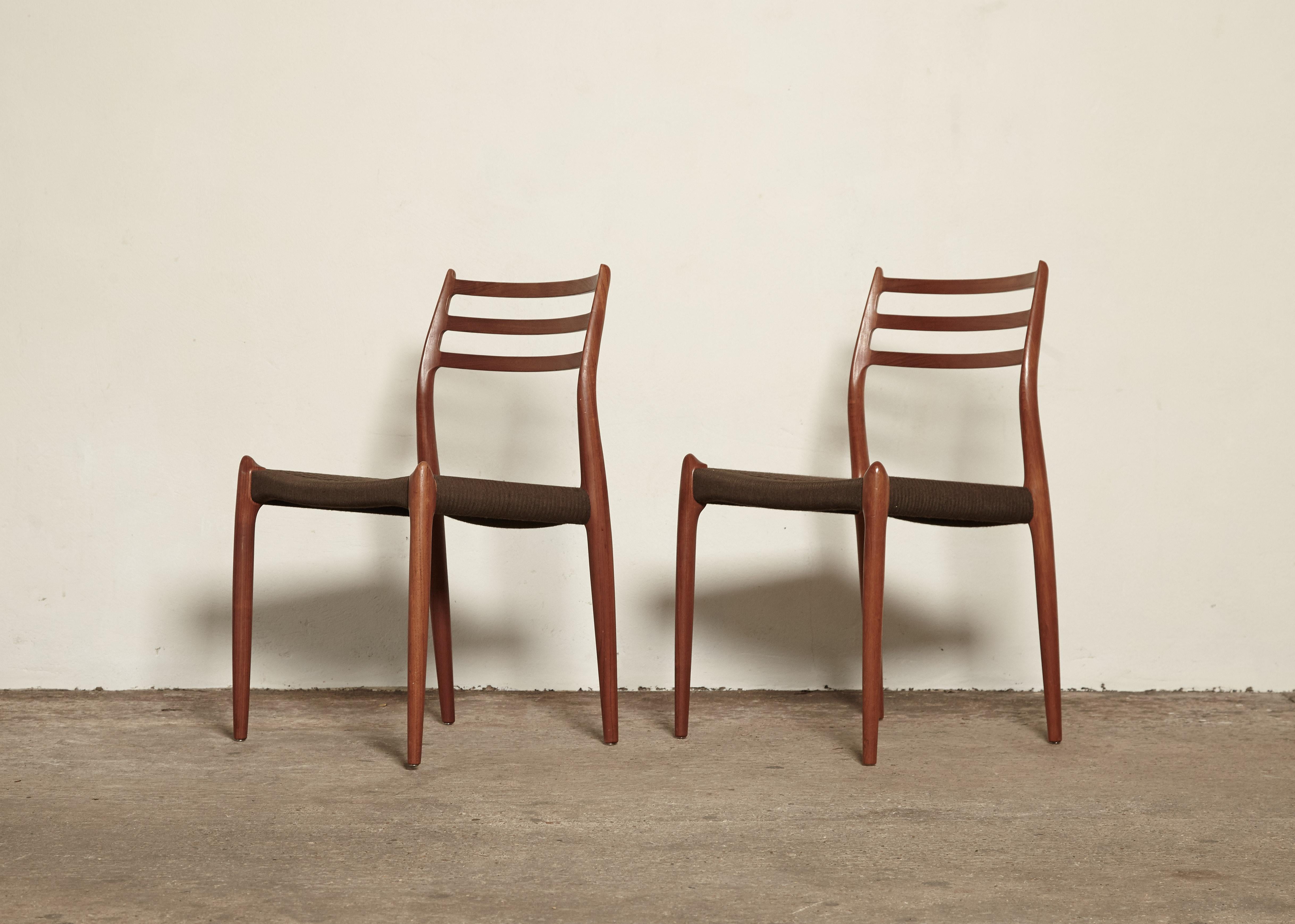 20th Century Set of Eight Niels O Moller (Møller) Model 78 Dining Chairs, Denmark, 1960s