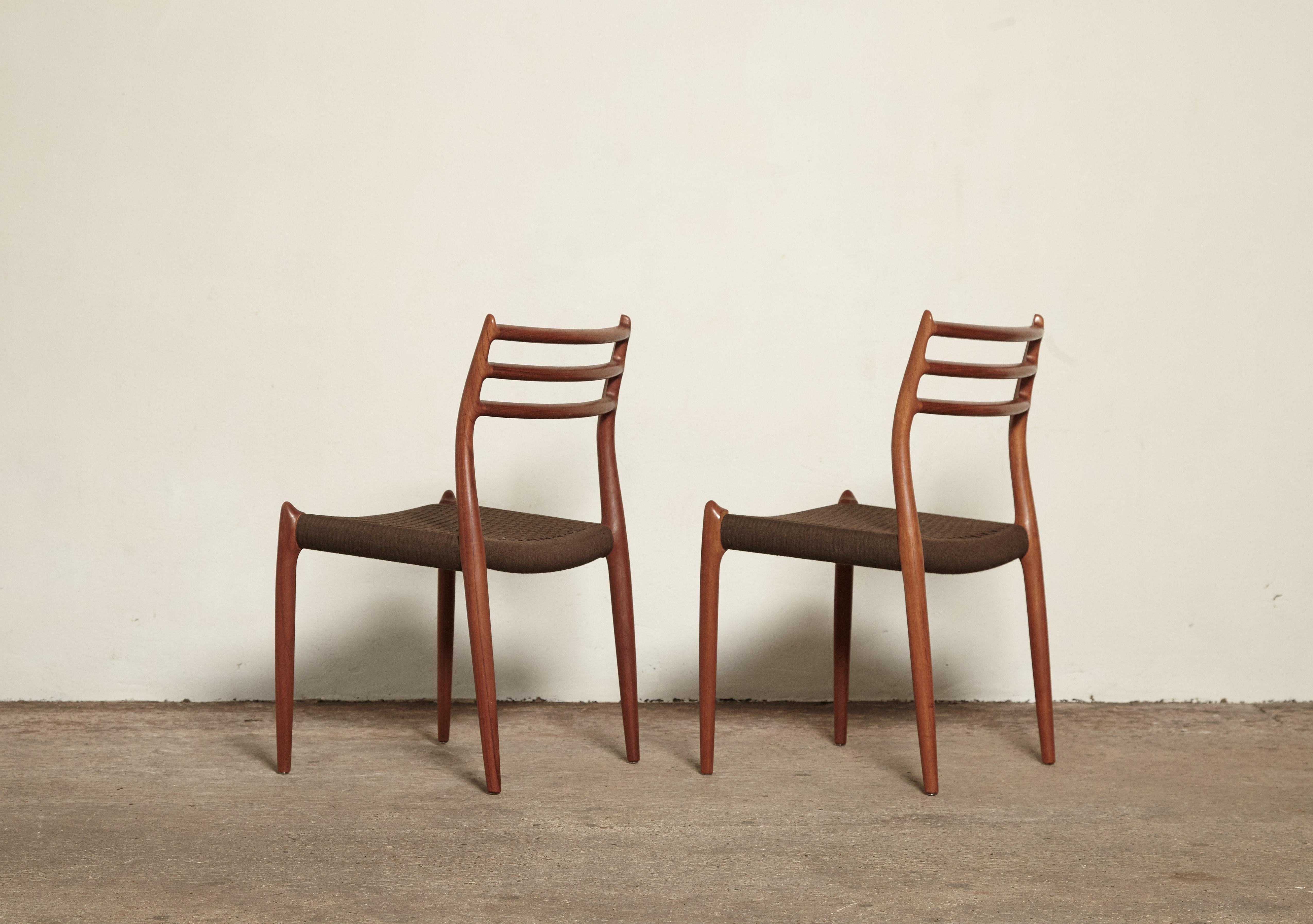 Teak Set of Eight Niels O Moller (Møller) Model 78 Dining Chairs, Denmark, 1960s