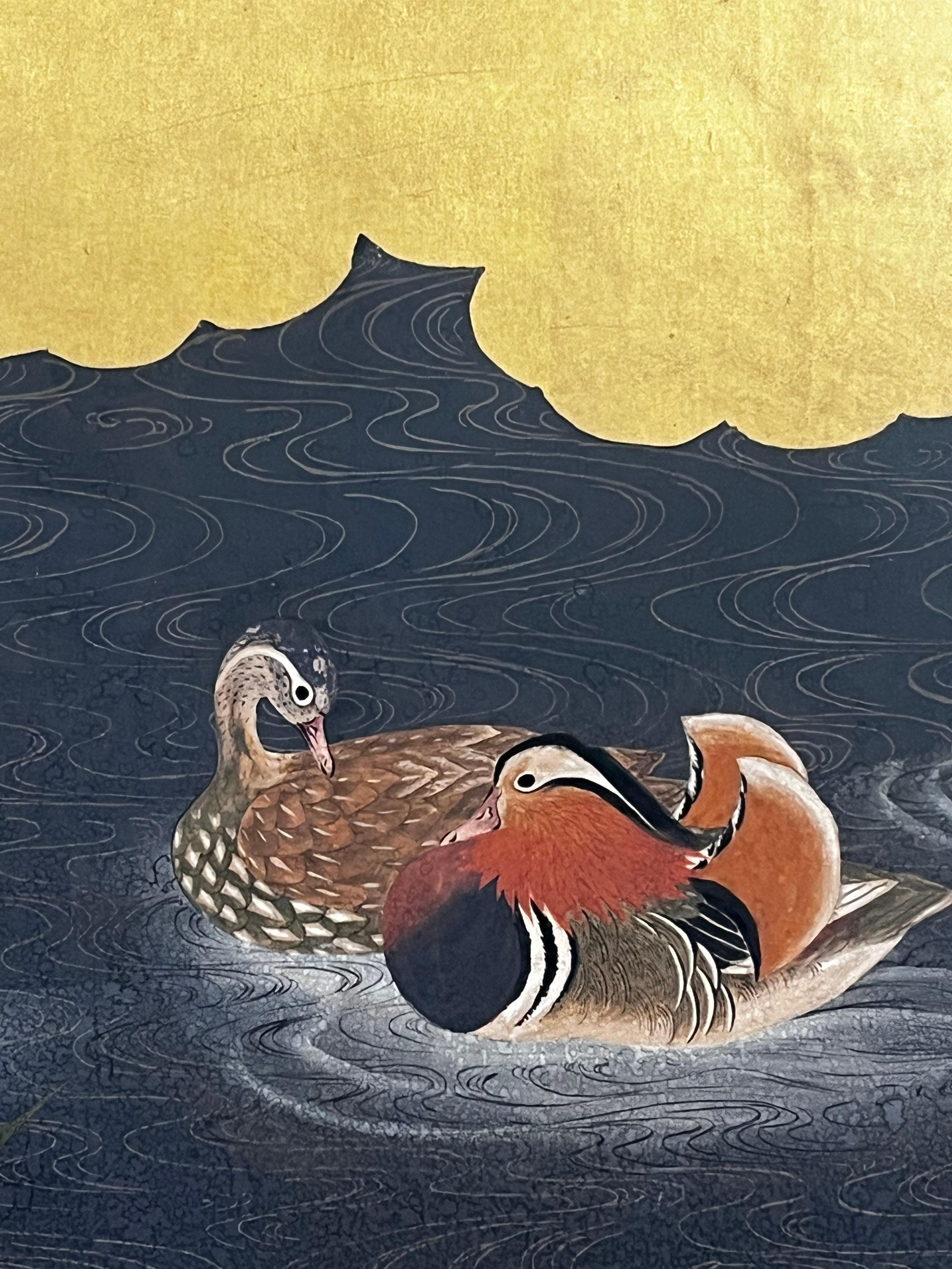 Stunning Set of Four 19th Century Edo Period Fusuma Door Decorative Panels For Sale 4
