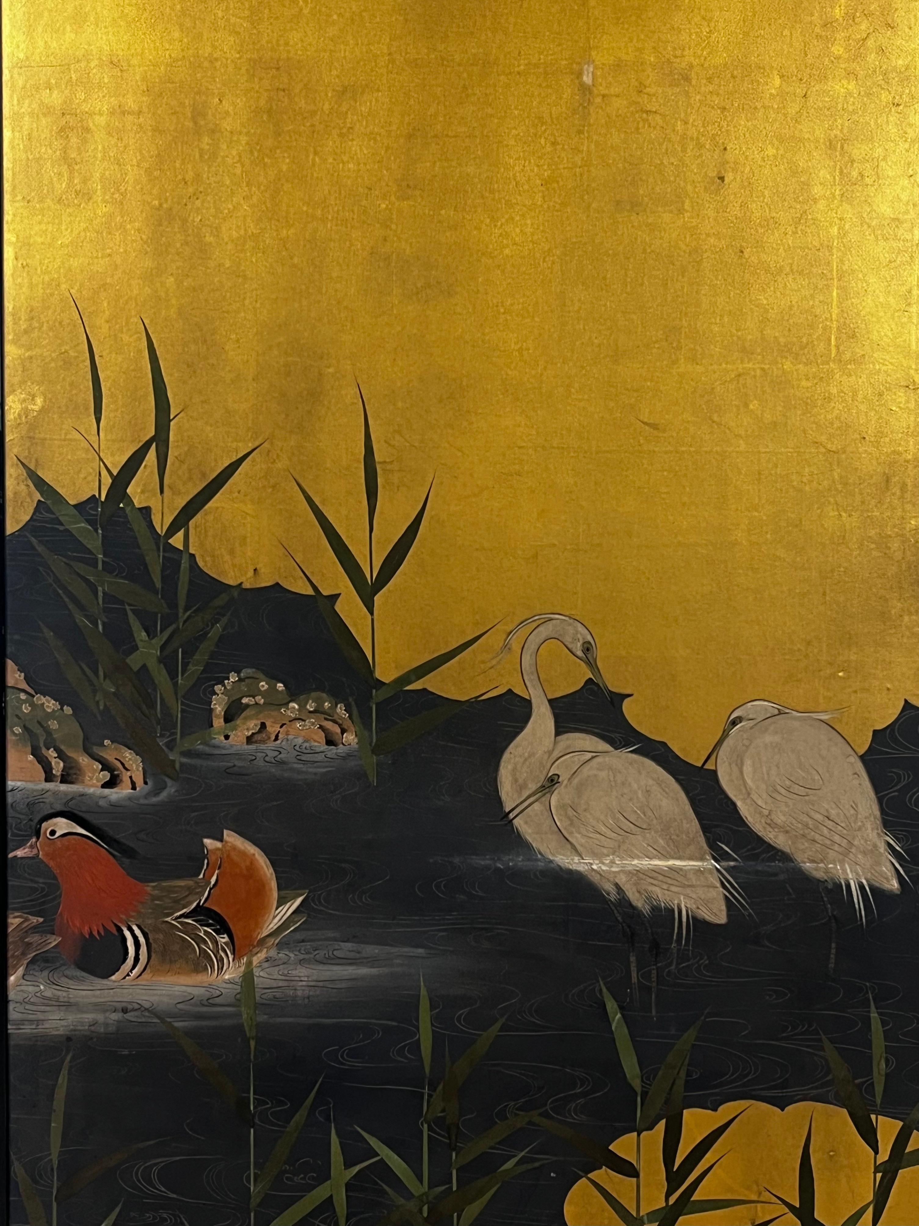 Stunning Set of Four 19th Century Edo Period Fusuma Door Decorative Panels For Sale 5