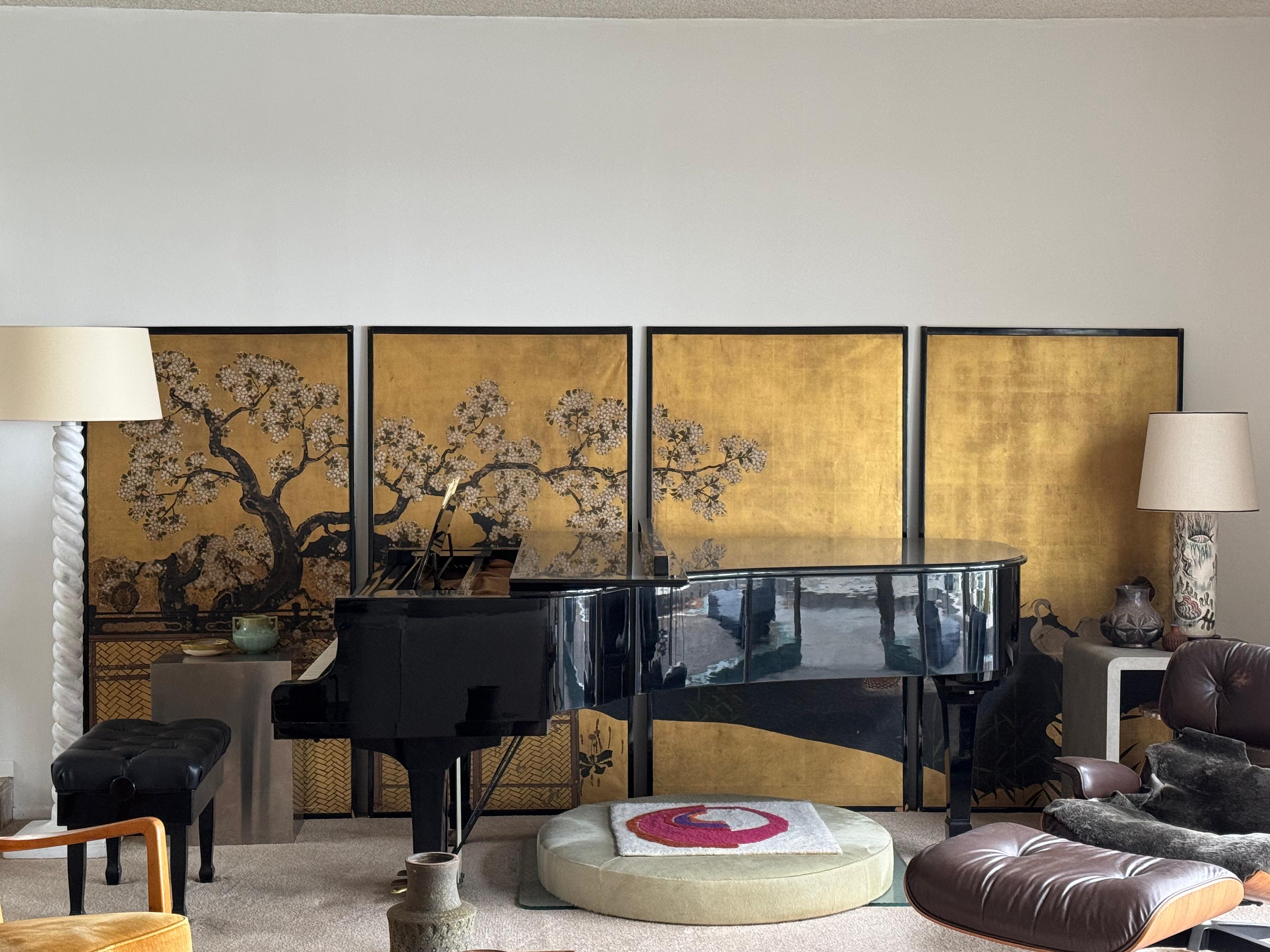 Stunning Set of Four 19th Century Edo Period Fusuma Door Decorative Panels For Sale 7