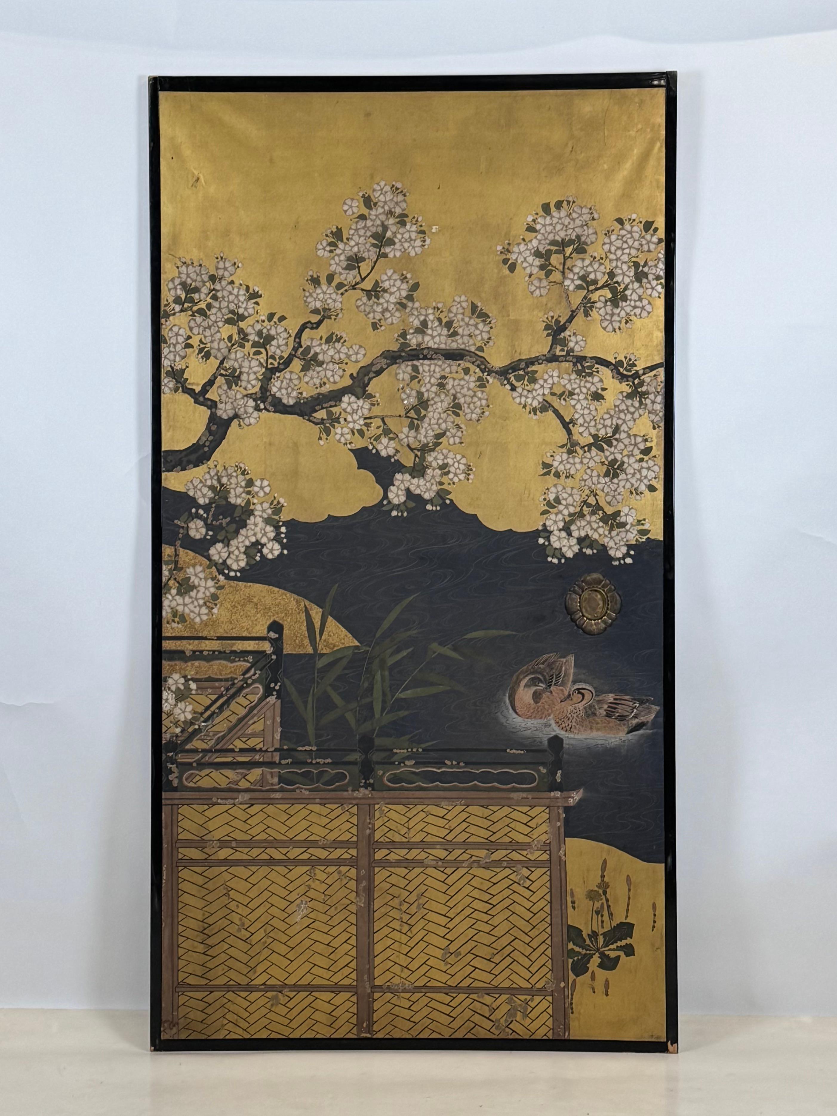 Japanese Stunning Set of Four 19th Century Edo Period Fusuma Door Decorative Panels For Sale