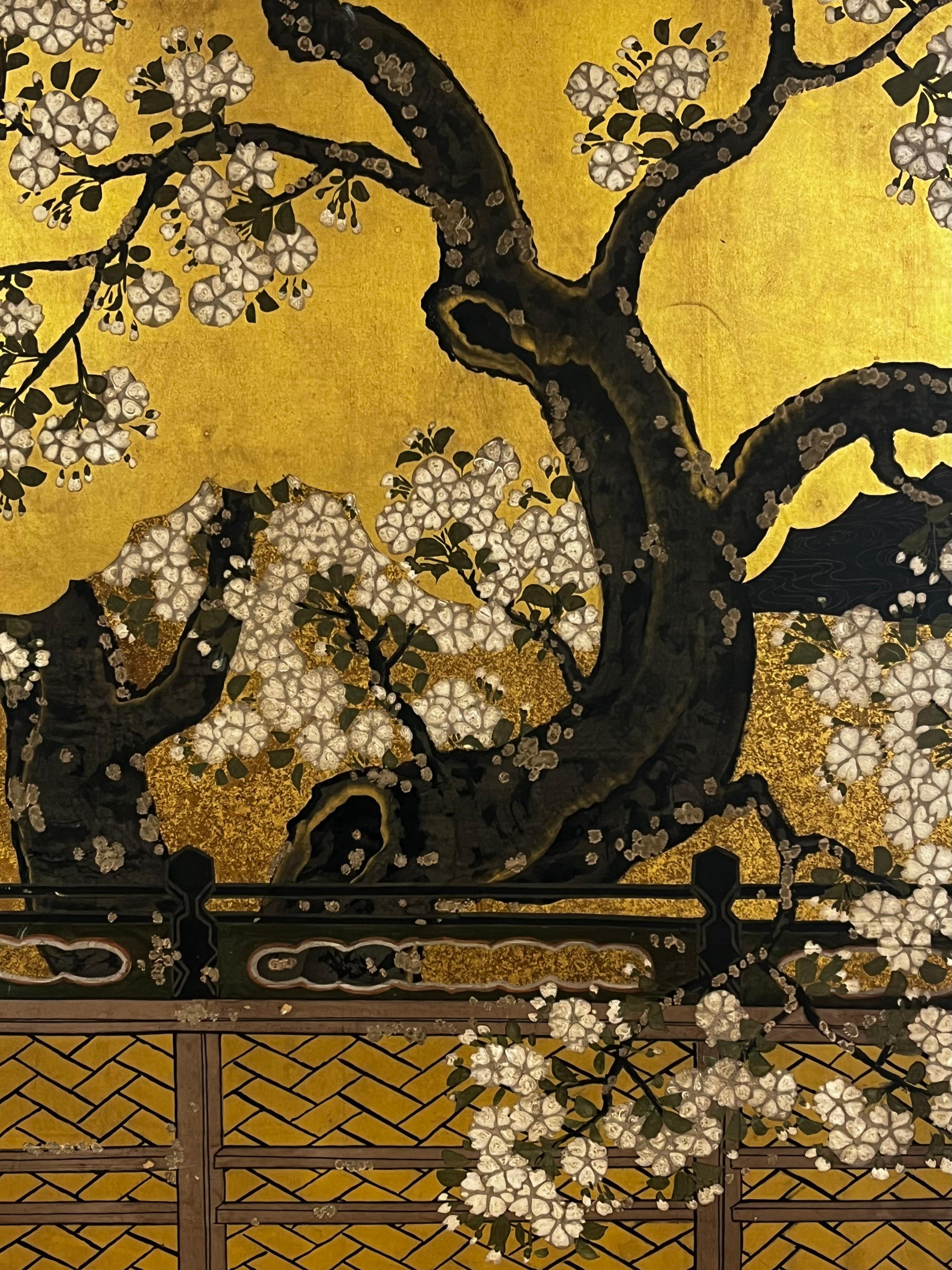 Stunning Set of Four 19th Century Edo Period Fusuma Door Decorative Panels For Sale 1