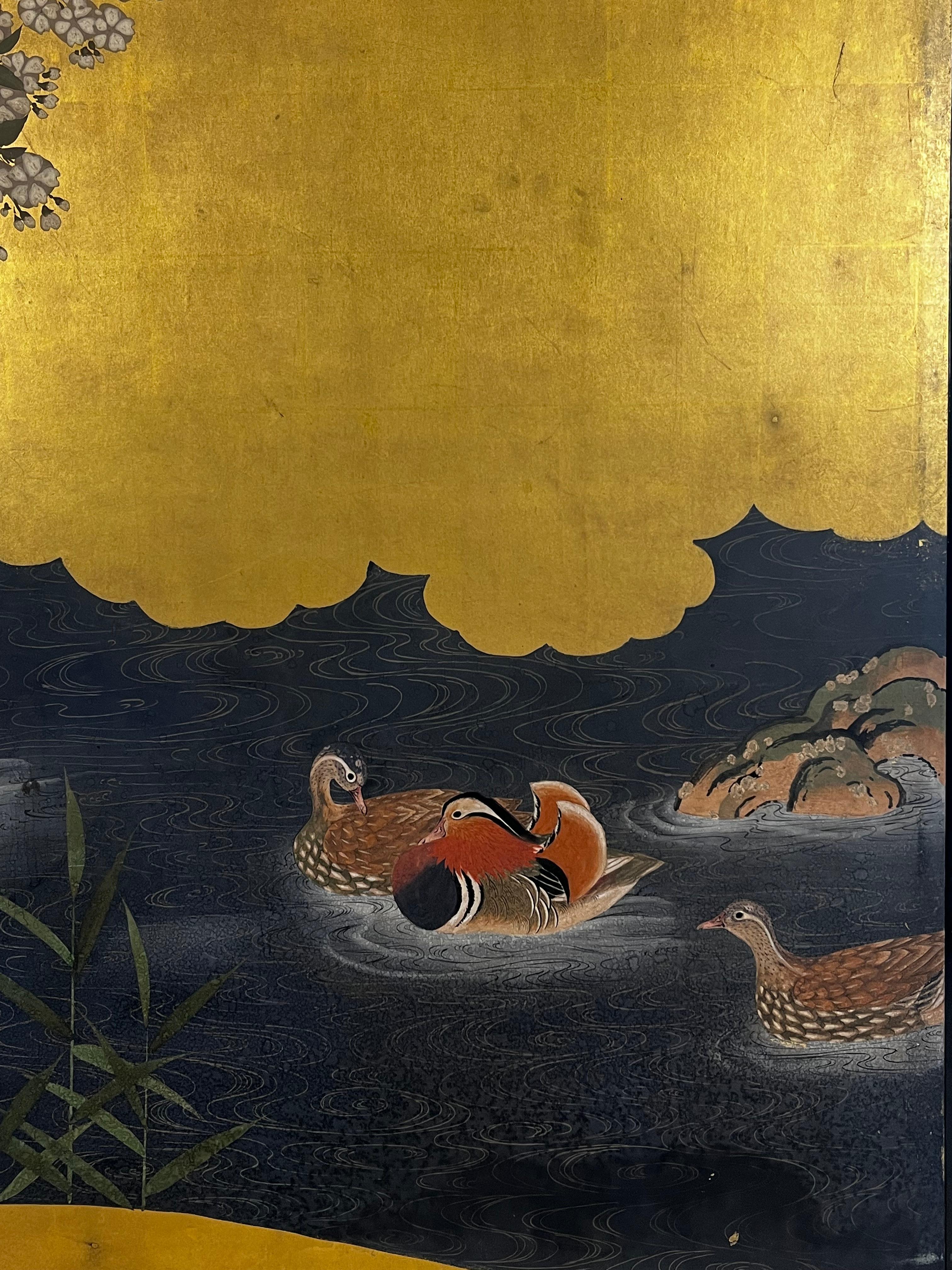 Stunning Set of Four 19th Century Edo Period Fusuma Door Decorative Panels For Sale 3