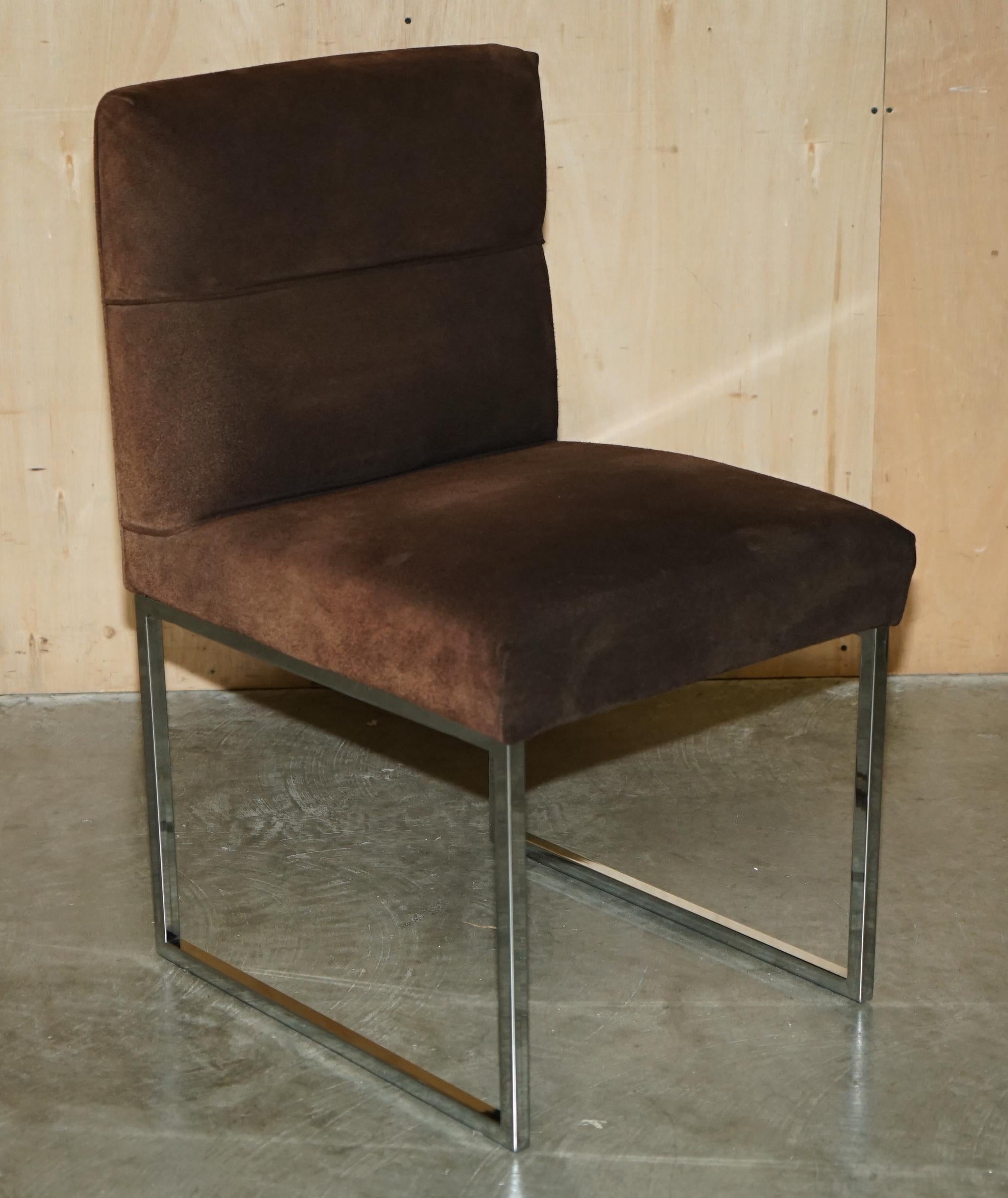 Ensemble scintillant de chaises de salle à manger FENDI CASA en daim marron avec franges en vente 4