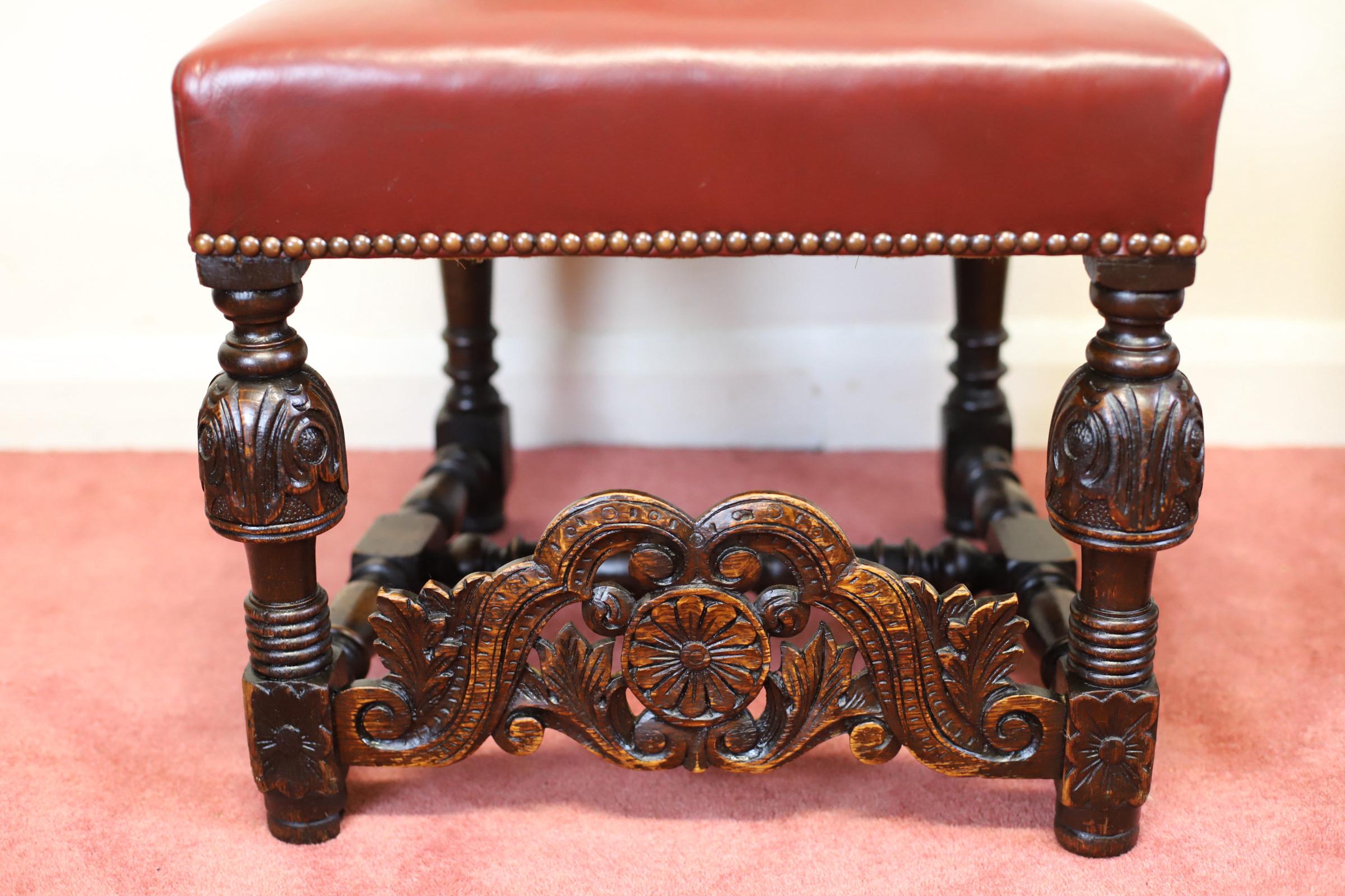 Stunning Set Of Four Victorian Heavily Carved Oak Dining Chairs For Sale 11