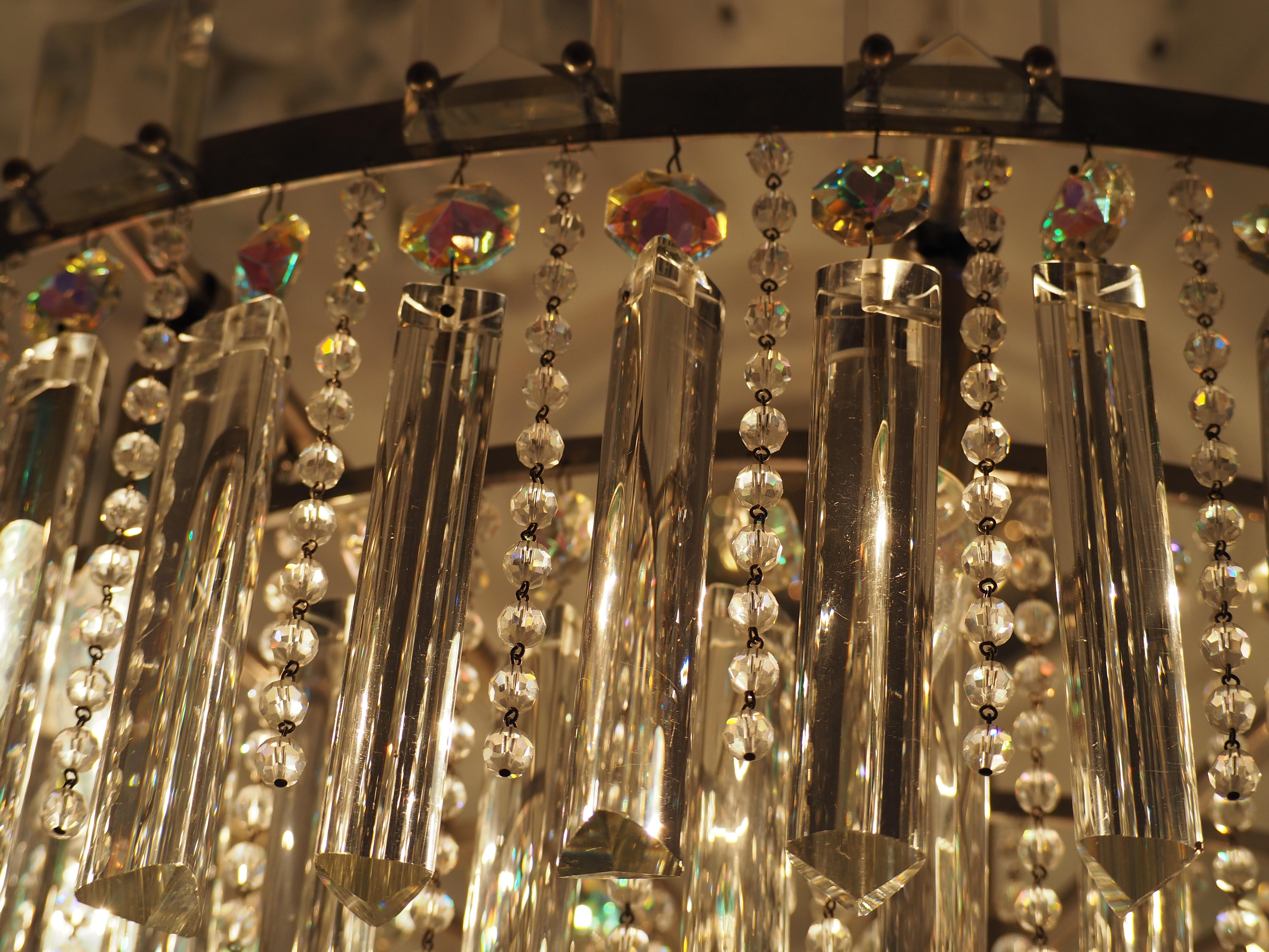 Stupendo set di lampadari Haevy in vetro tagliato e nichel di Palwa, circa anni '60 in vendita 3