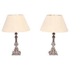 Stunning set of Rococo Silver Plated table lamps 1920s
