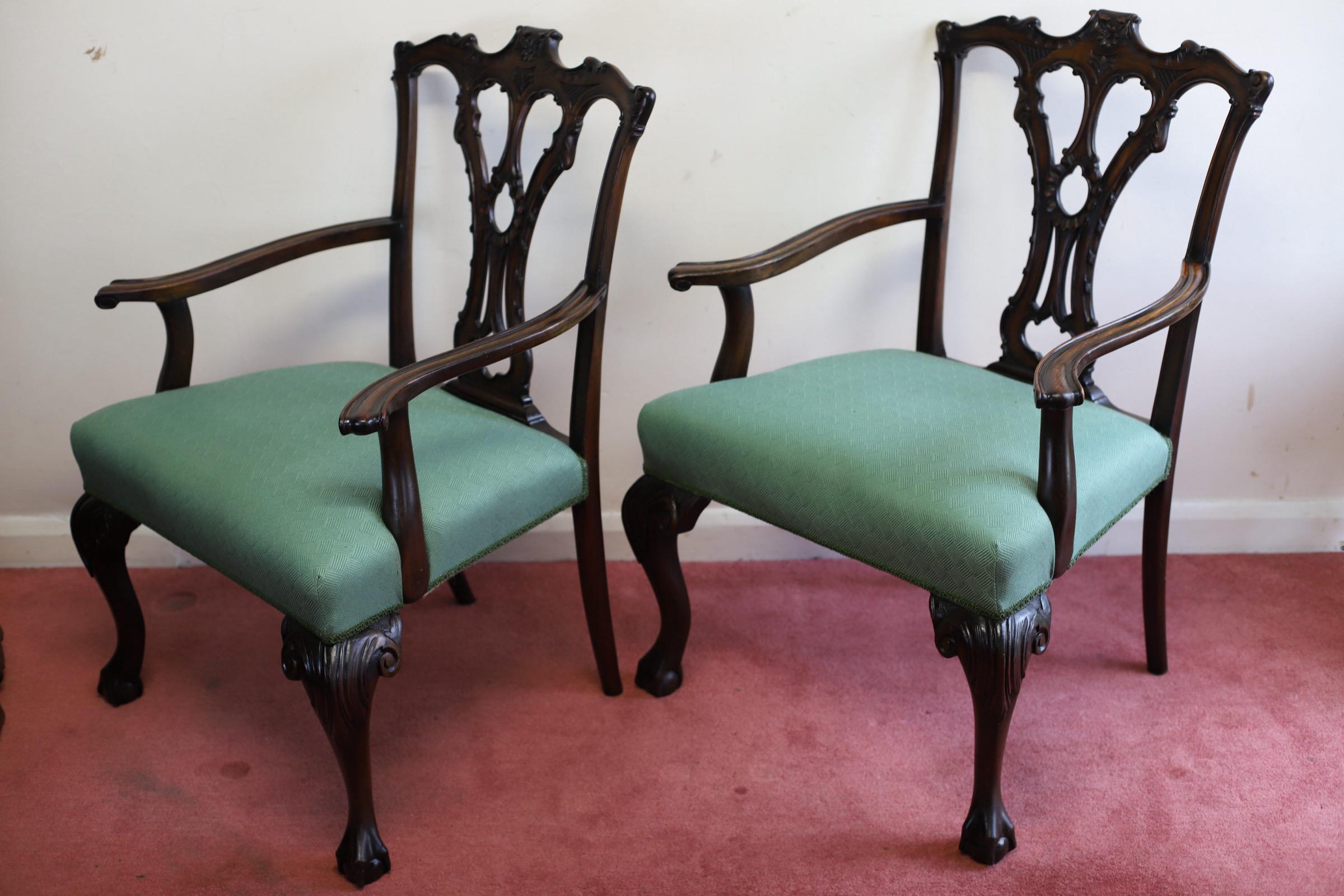 Stunning Set Of Six Chippendale Style Dining Chairs  For Sale 8