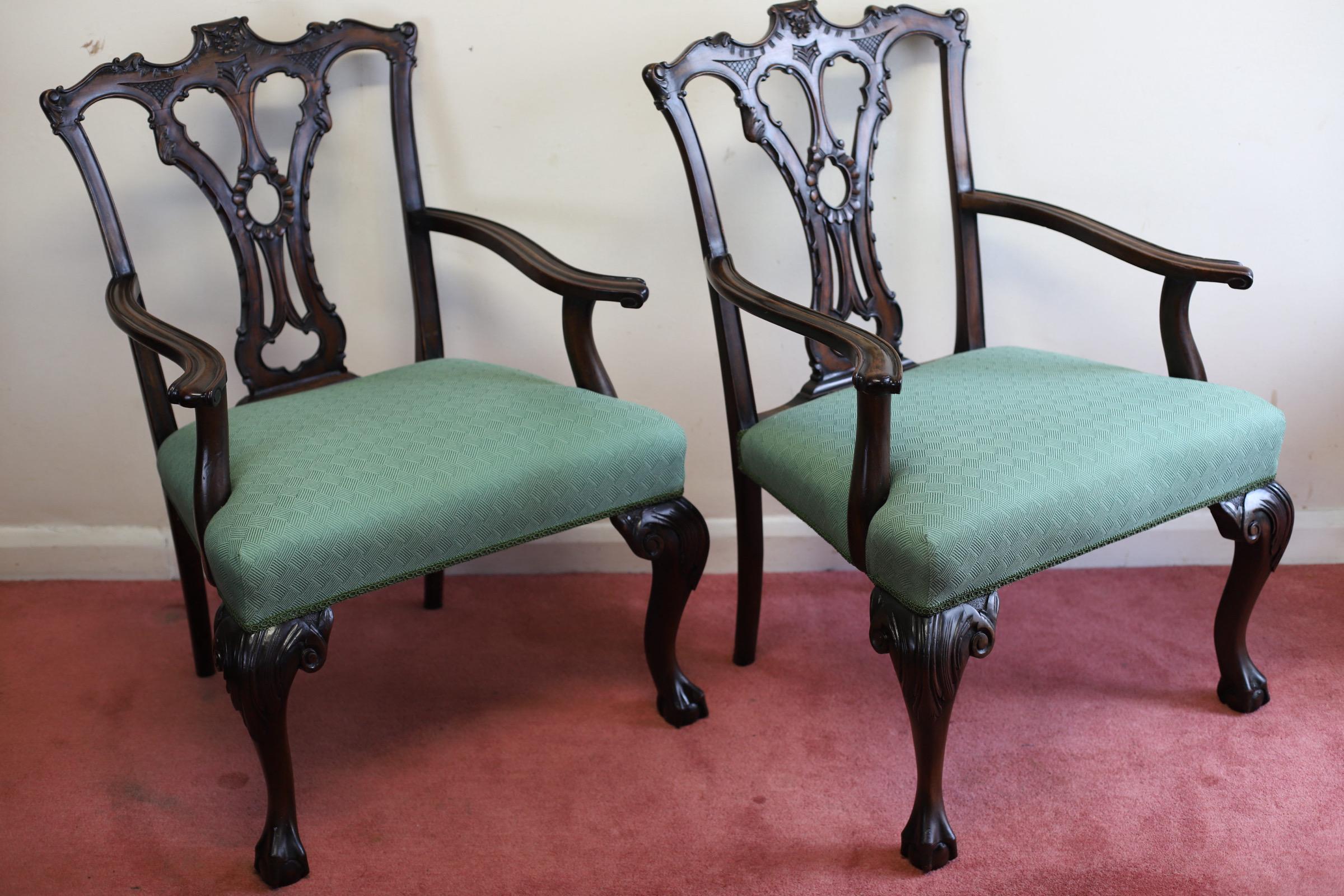Stunning Set Of Six Chippendale Style Dining Chairs  For Sale 9