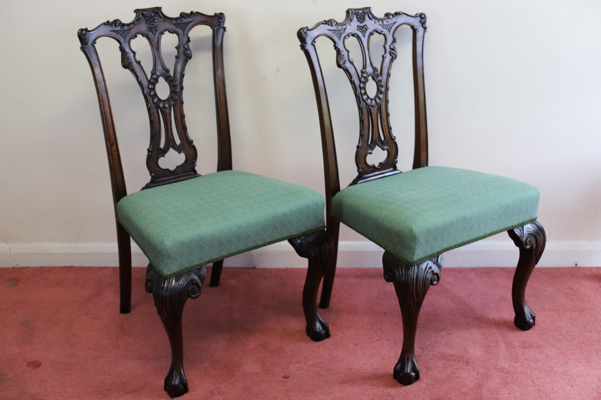 19th Century Stunning Set Of Six Chippendale Style Dining Chairs  For Sale