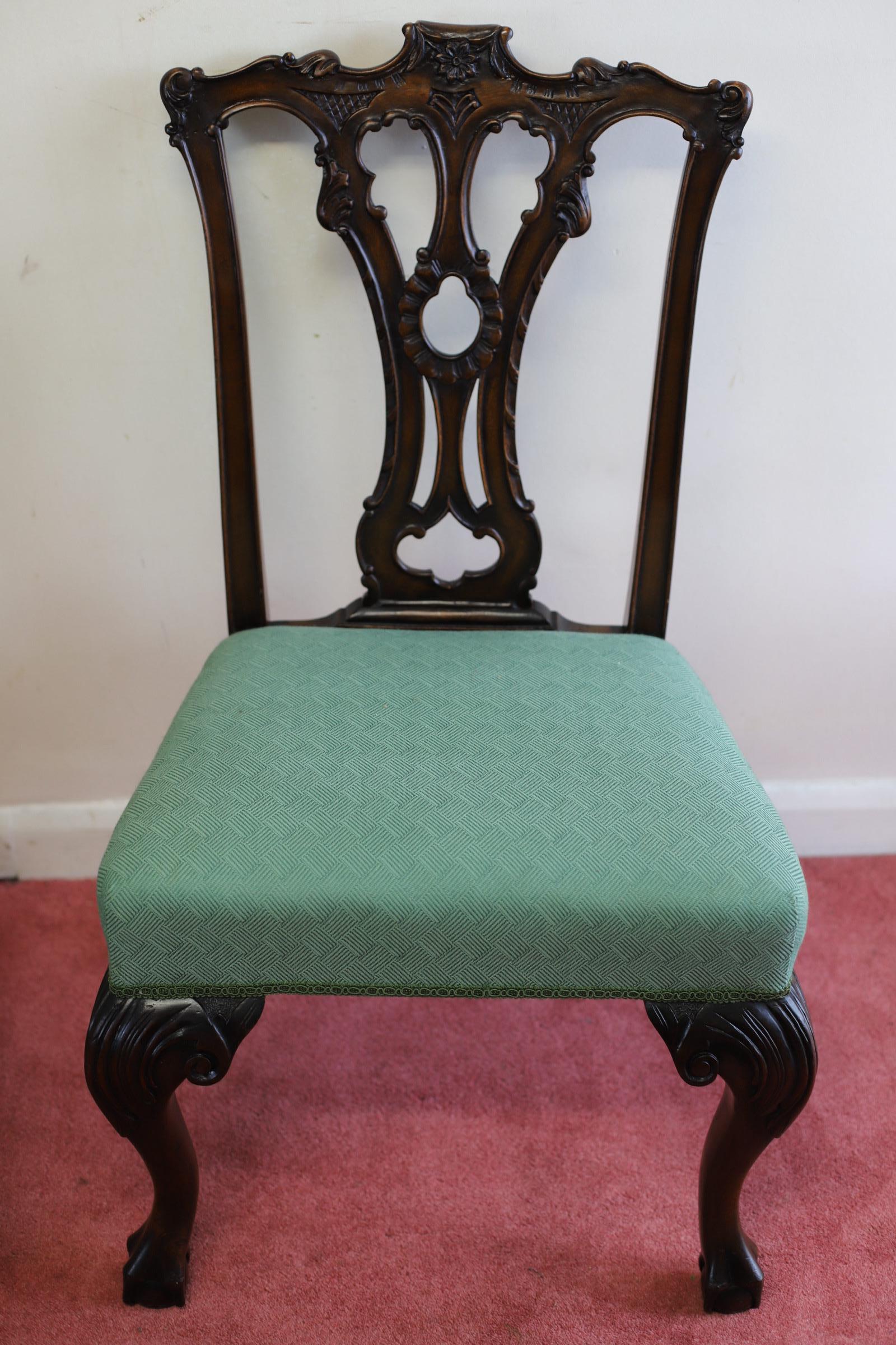 Hardwood Stunning Set Of Six Chippendale Style Dining Chairs  For Sale