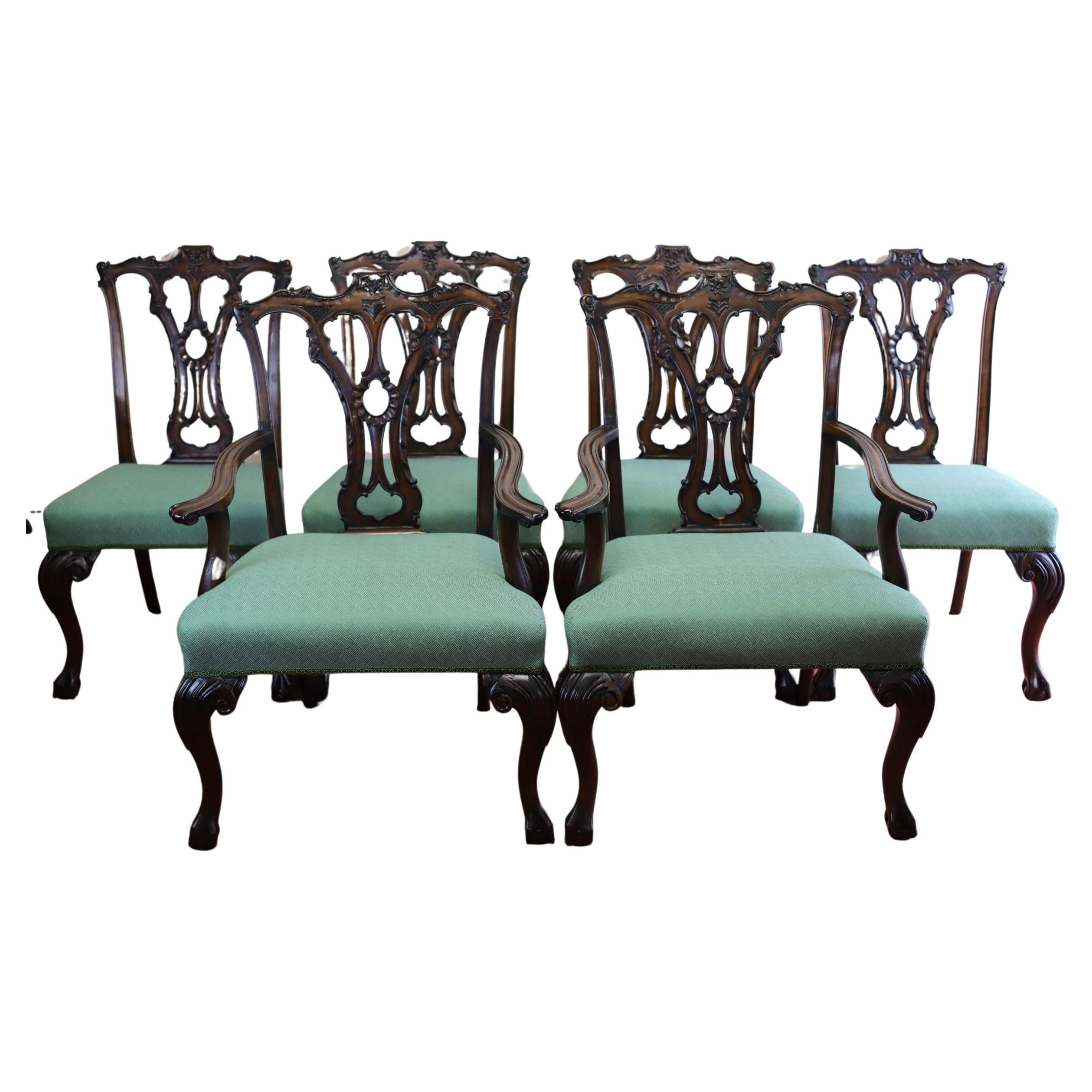 Stunning Set Of Six Chippendale Style Dining Chairs 