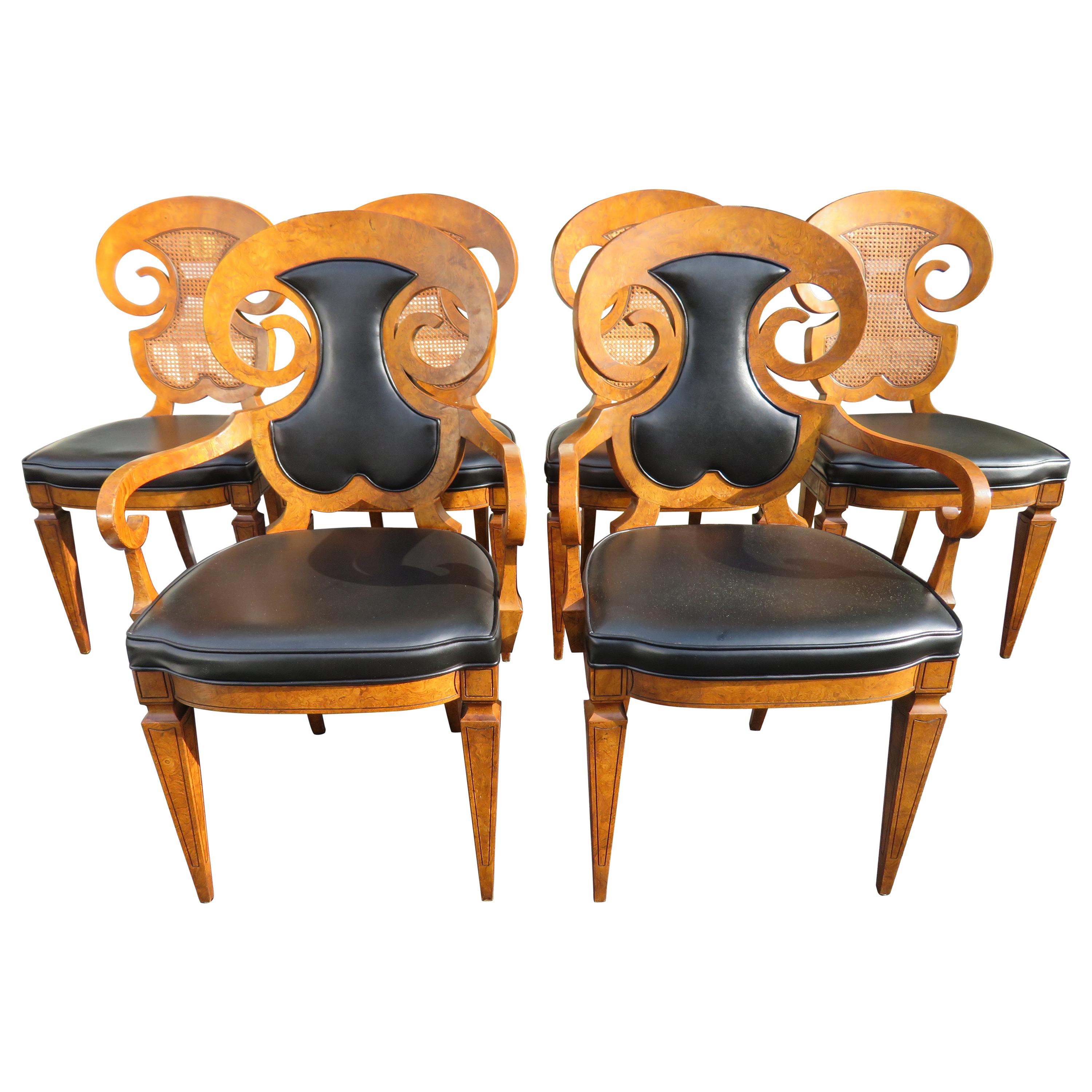 Stunning Set of Six William Doezema Biedermeier Dining Chairs for Mastercraft For Sale