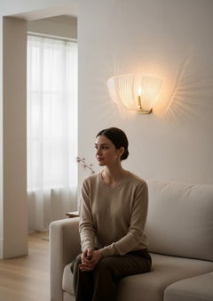 Stunning Set of Three Murano Glass Palm Leaf Sconces by Barovier and Toso, Italy