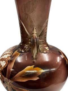 Wunderschöner Satz von zwei großformatigen Vasen, japanischer Stil, 1900 Jugendstil, Frankreich