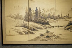Stunning Signed Antique Japanese Watercolour Folding Screen / Wall Hanging