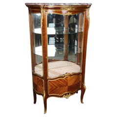 Stunning Signed Francois Linke Kingwood Marble Bronze Dore' Louis XV Vitrine
