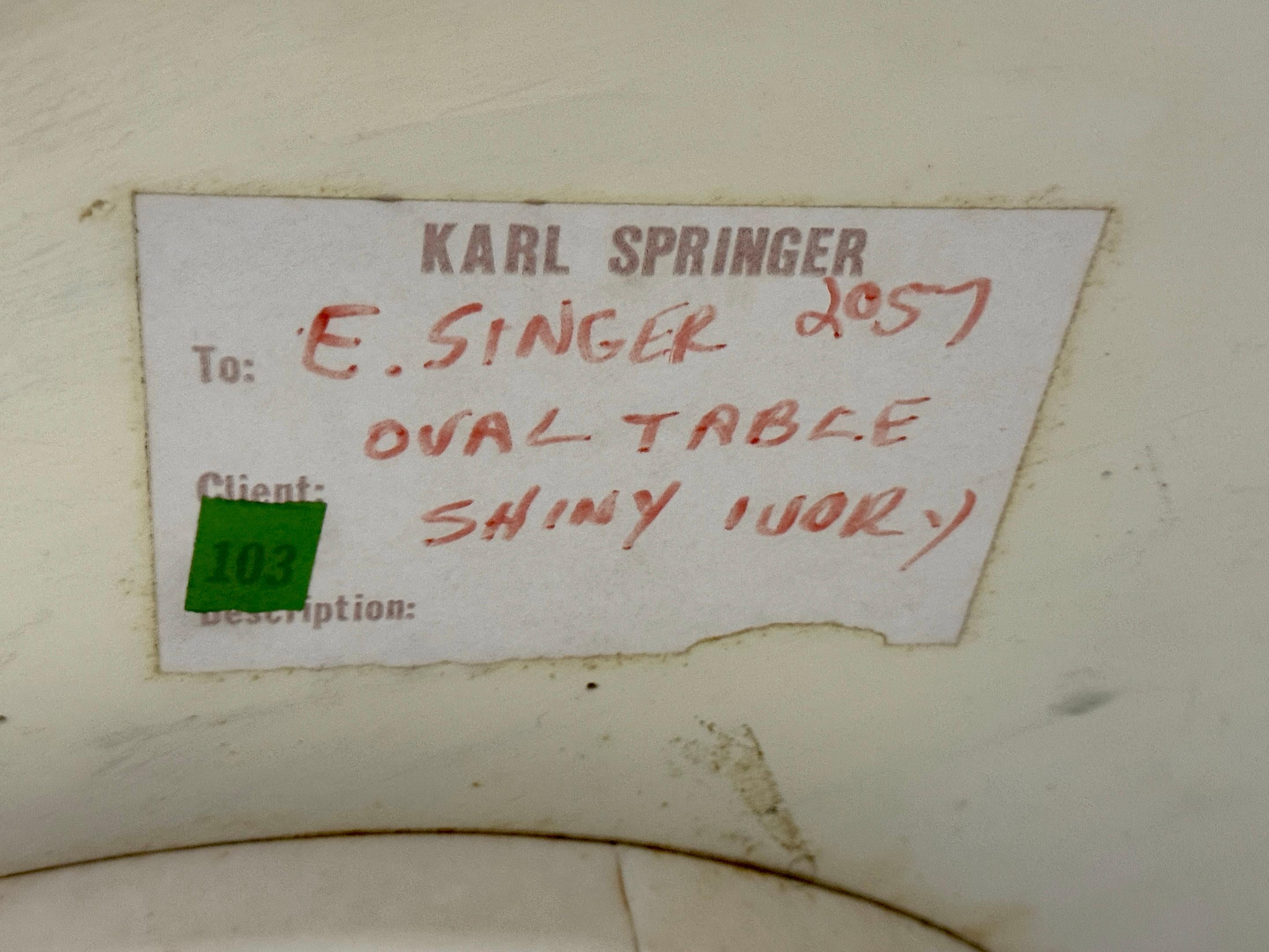 Atemberaubend Signiert Karl Springer Elfenbein Ziegenleder Messer Schneide Esstisch oder Schreibtisch im Angebot 5