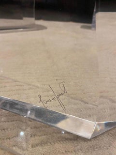 Stunning Signed Lion in Frost "Iceberg" Acrylic Dining Table, U.S.A. 1970's.