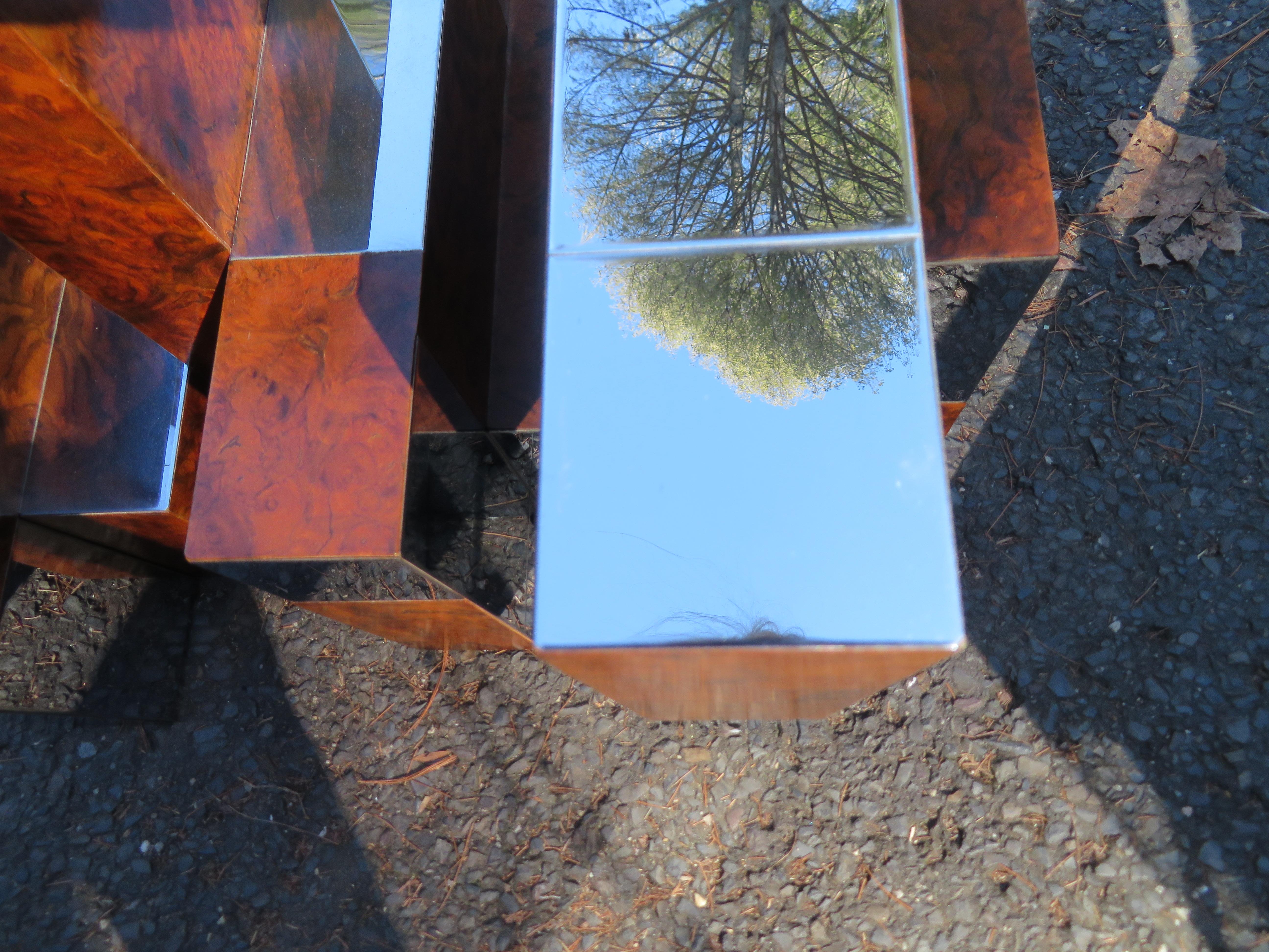 Superbe table basse urbaine directionnelle en broussin et chrome signée Paul Evans en vente 3