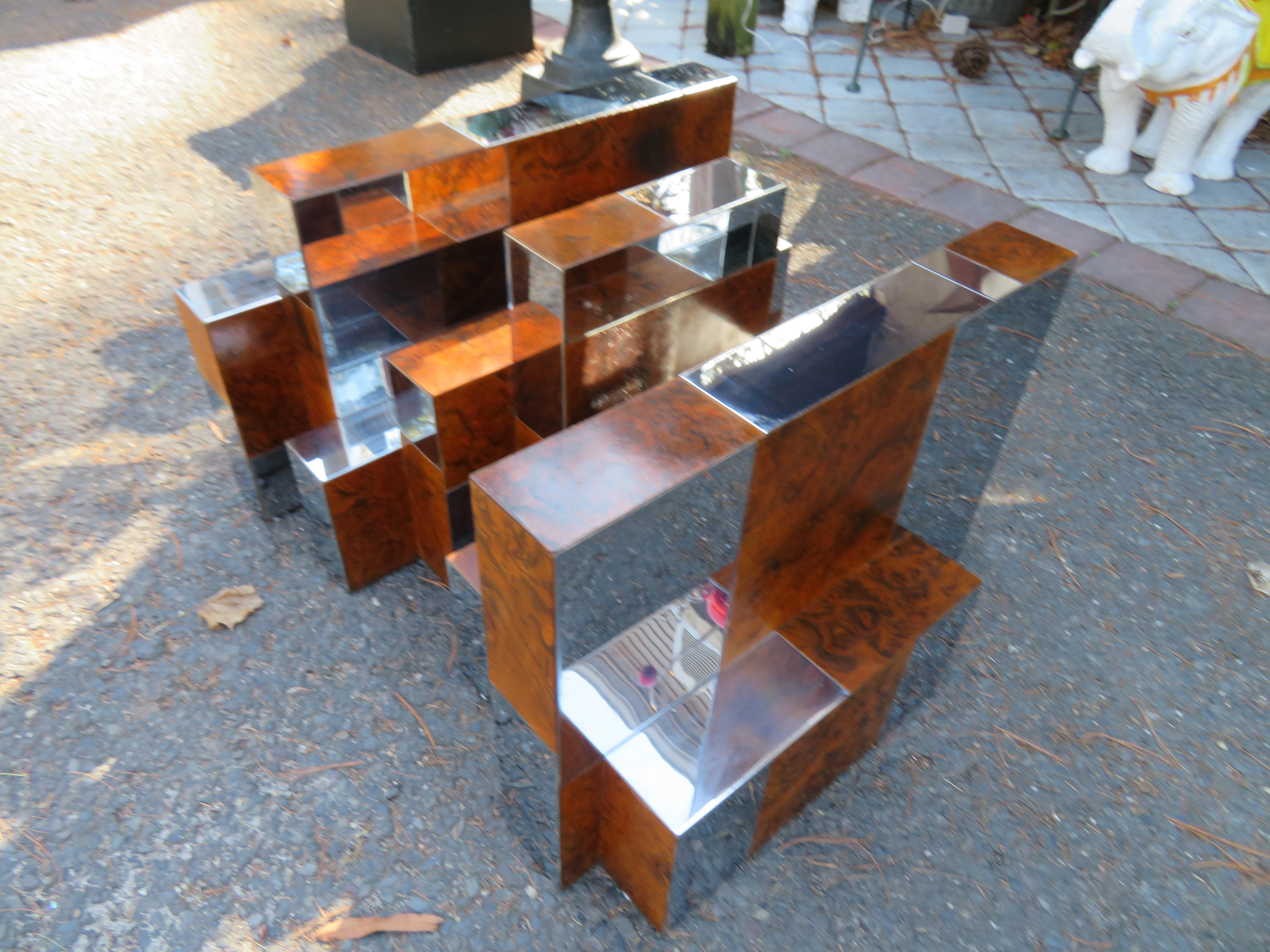 Superbe table basse urbaine directionnelle en broussin et chrome signée Paul Evans en vente 5