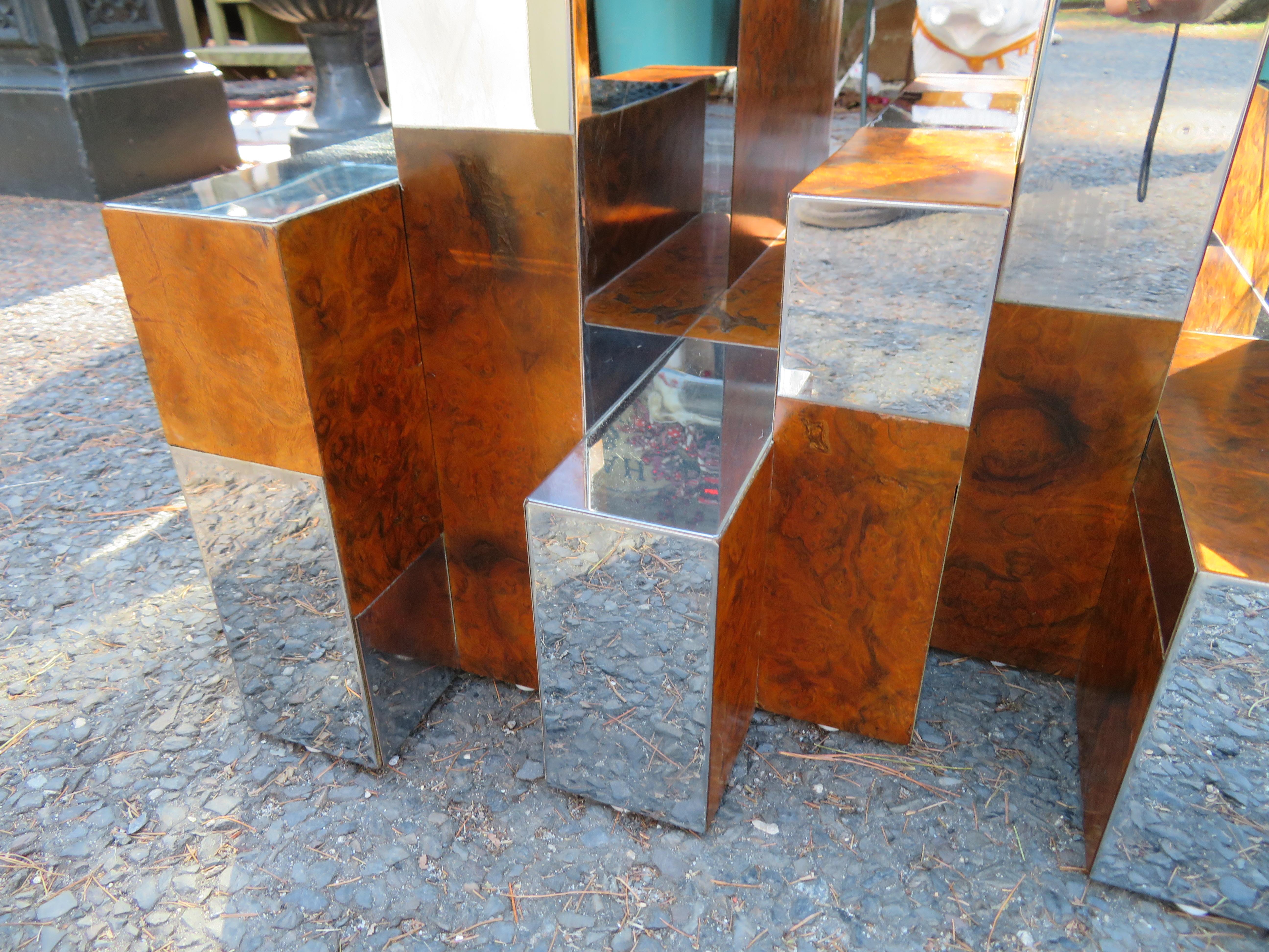 Superbe table basse urbaine directionnelle en broussin et chrome signée Paul Evans Bon état - En vente à Pemberton, NJ
