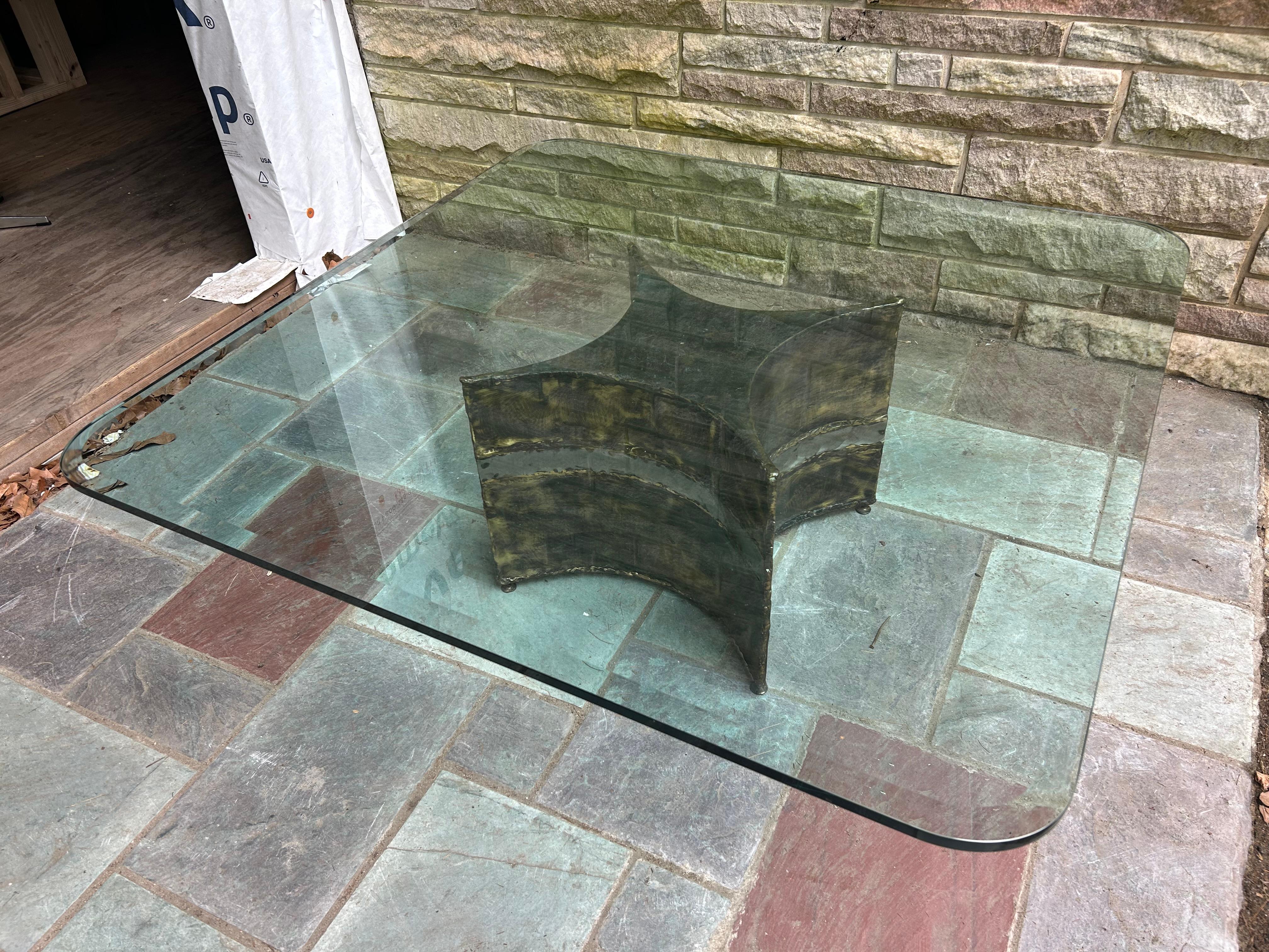 Stunning Silas Seandel Brutalist Mixed Metal Coffee Table Mid-Century For Sale 9