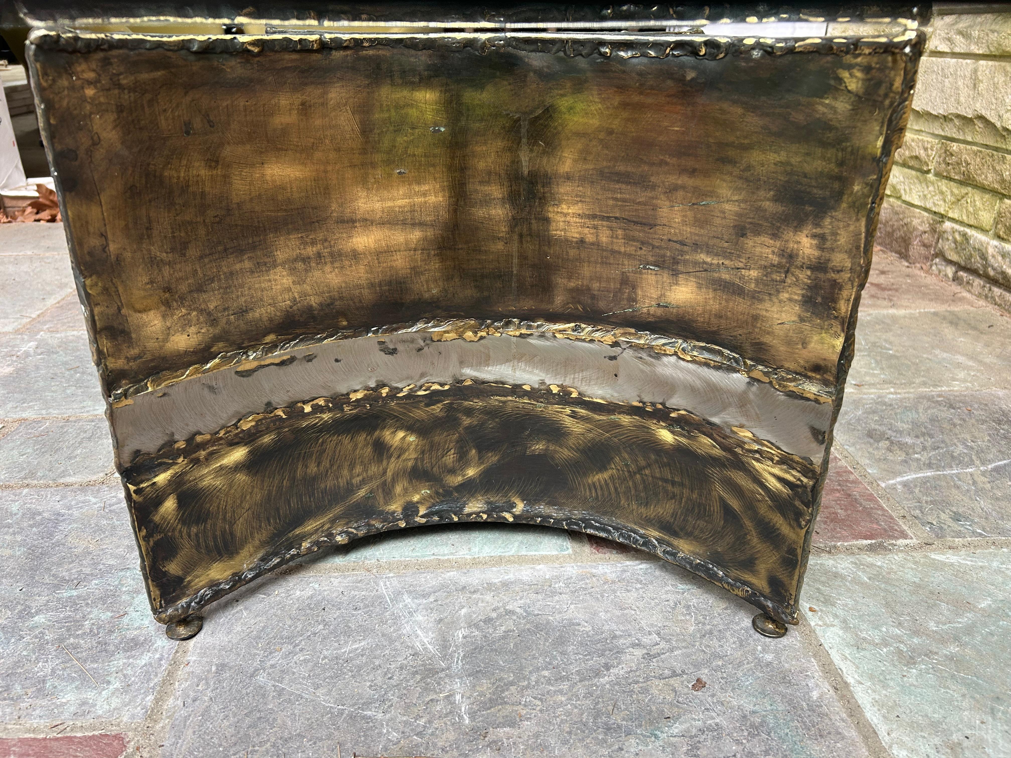 American Stunning Silas Seandel Brutalist Mixed Metal Coffee Table Mid-Century For Sale