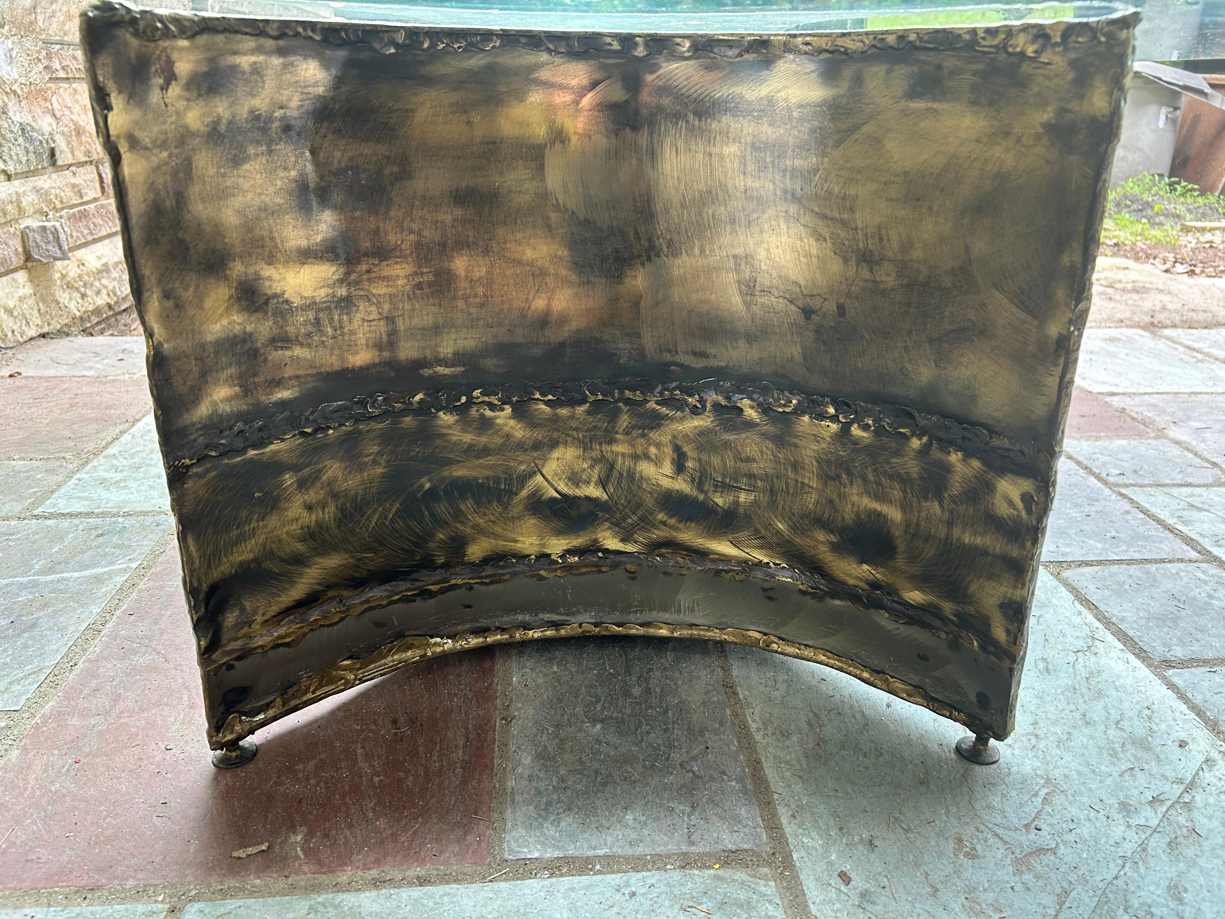 Brass Stunning Silas Seandel Brutalist Mixed Metal Coffee Table Mid-Century For Sale