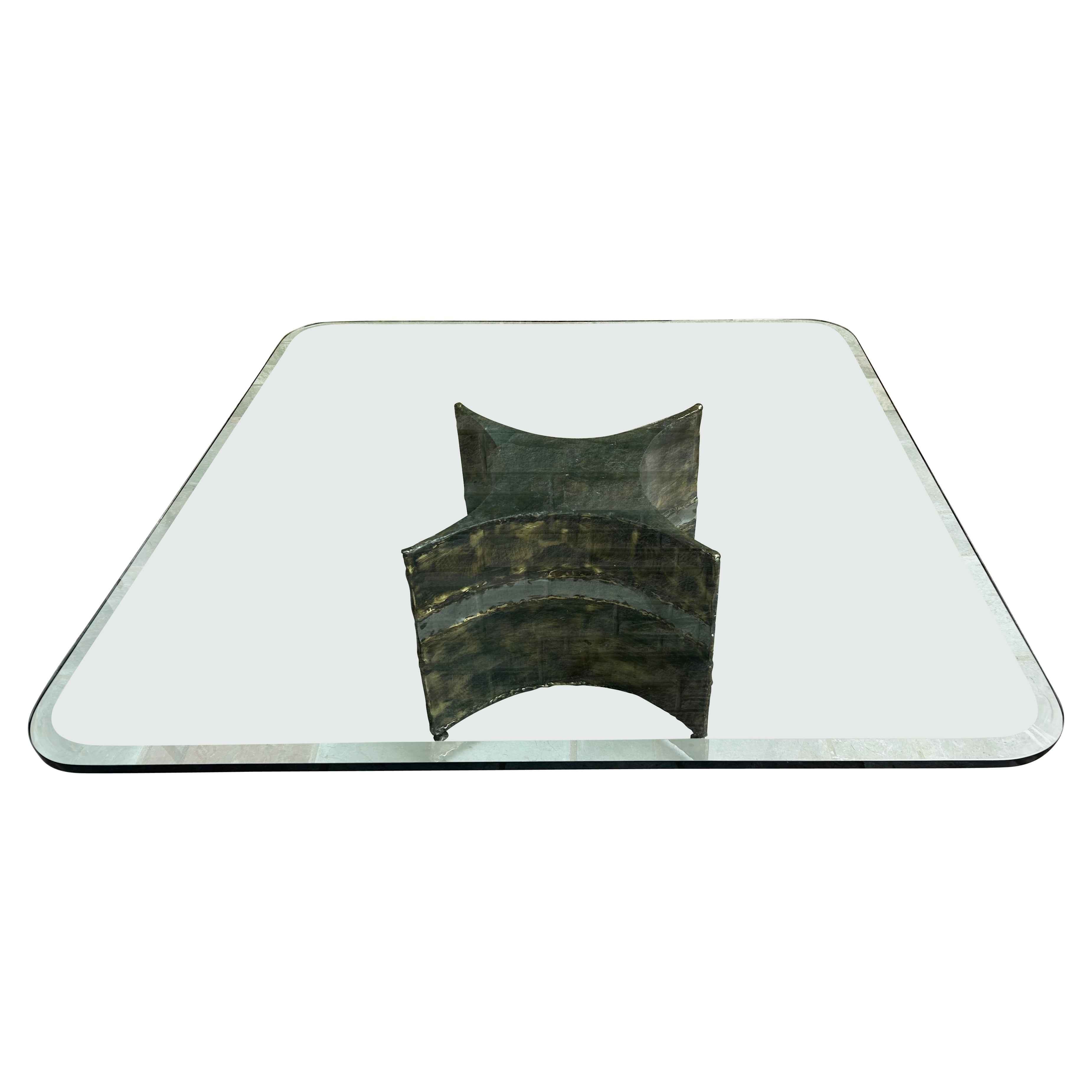 Stunning Silas Seandel Brutalist Mixed Metal Coffee Table Mid-Century For Sale