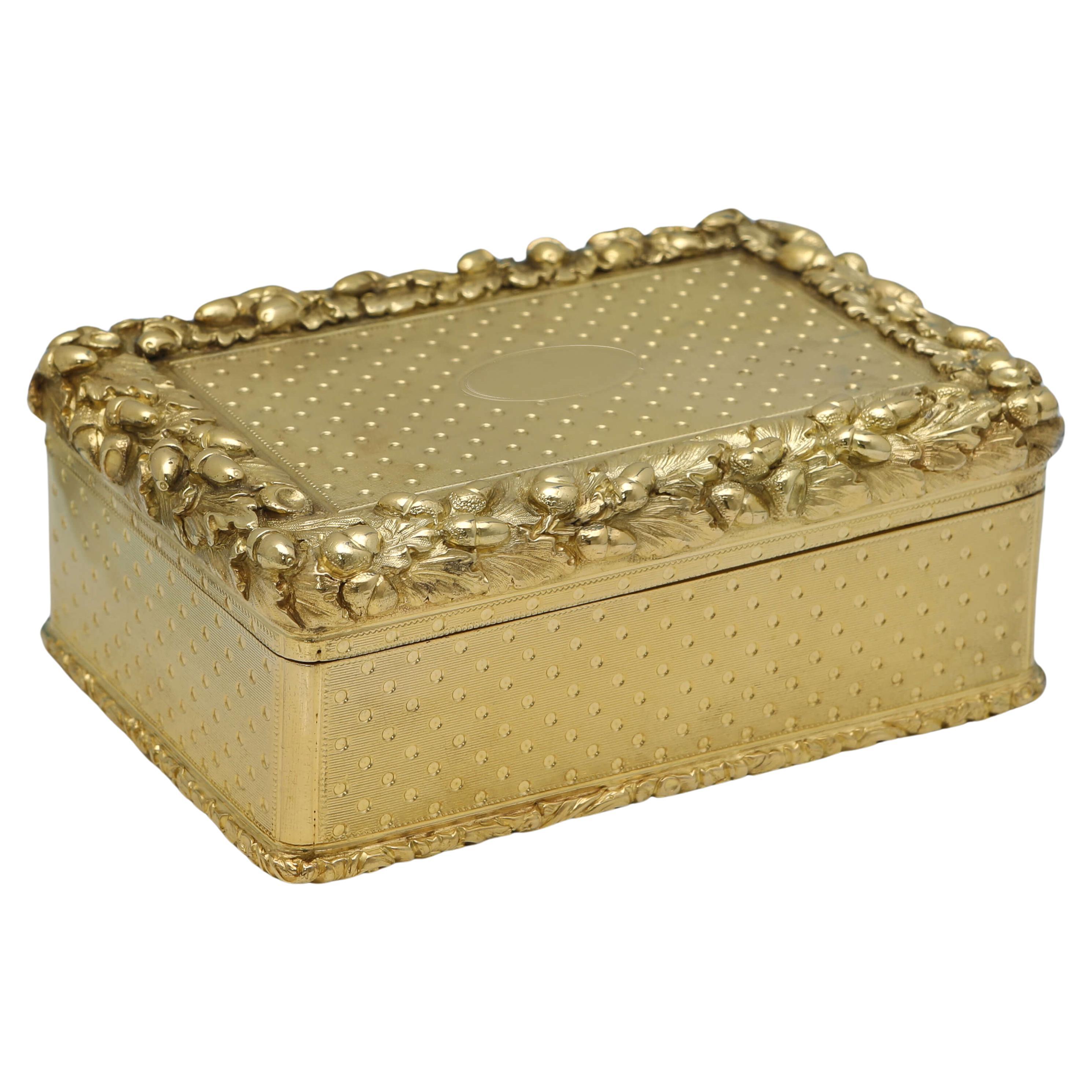 Stunning Silver Gilt Victorian Table Snuff Box - Hallmarked in London in 1853 For Sale