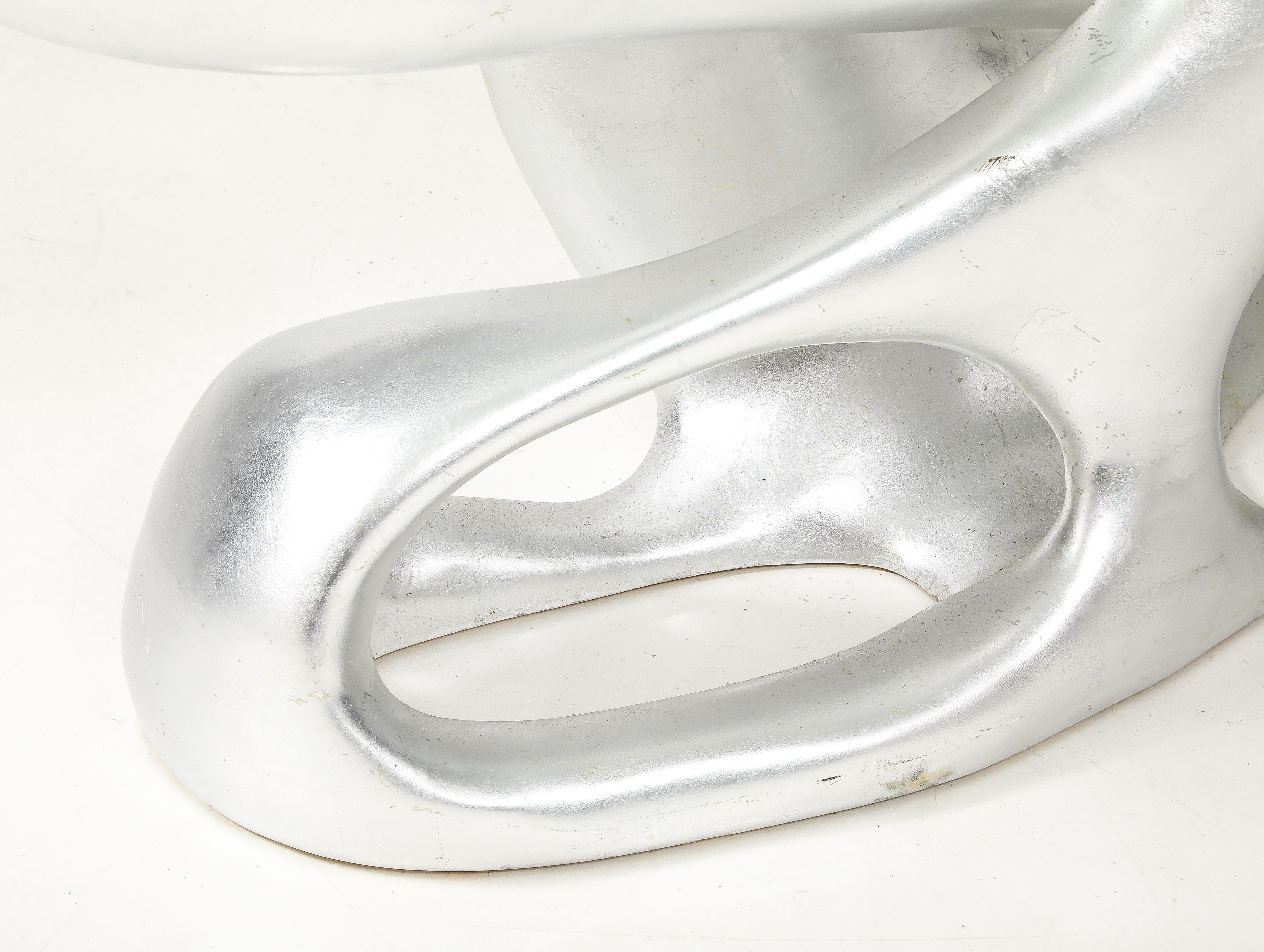 Stunning Silver Leaf Console Table Designed by Tony Duquette For Sale 2