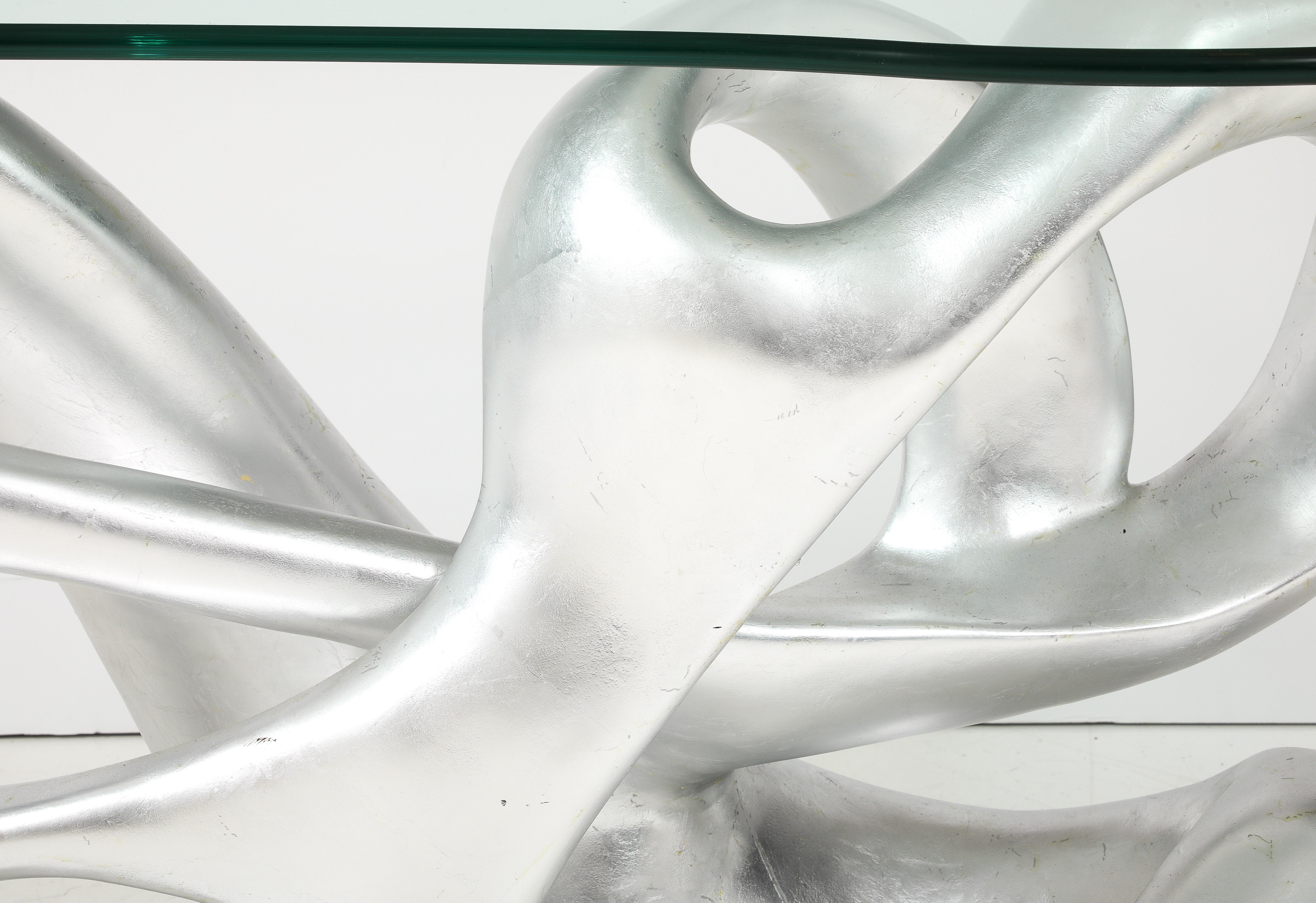 Stunning Silver Leaf Console Table Designed by Tony Duquette For Sale 4