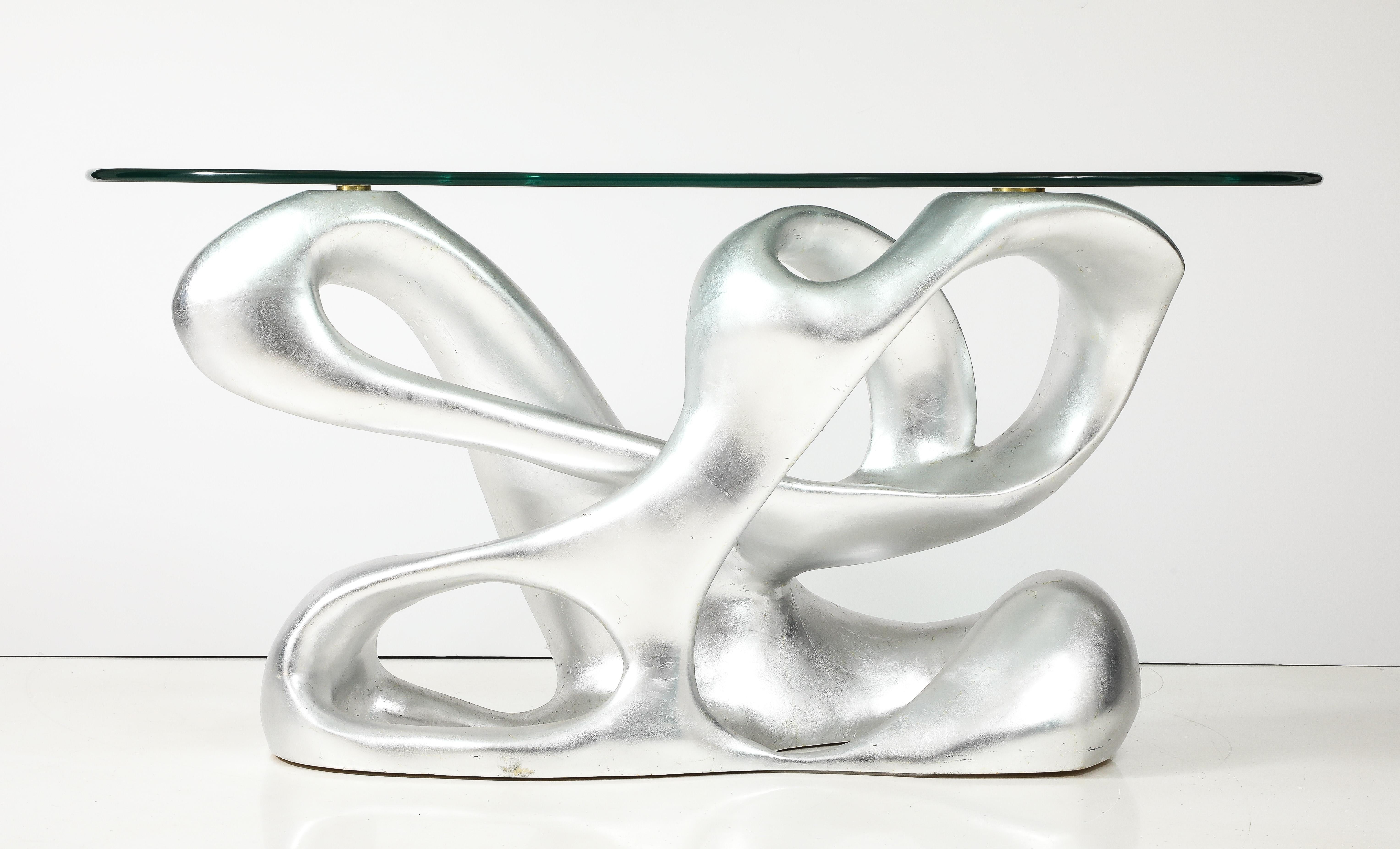 Stunning Silver Leaf Console Table Designed by Tony Duquette For Sale 5