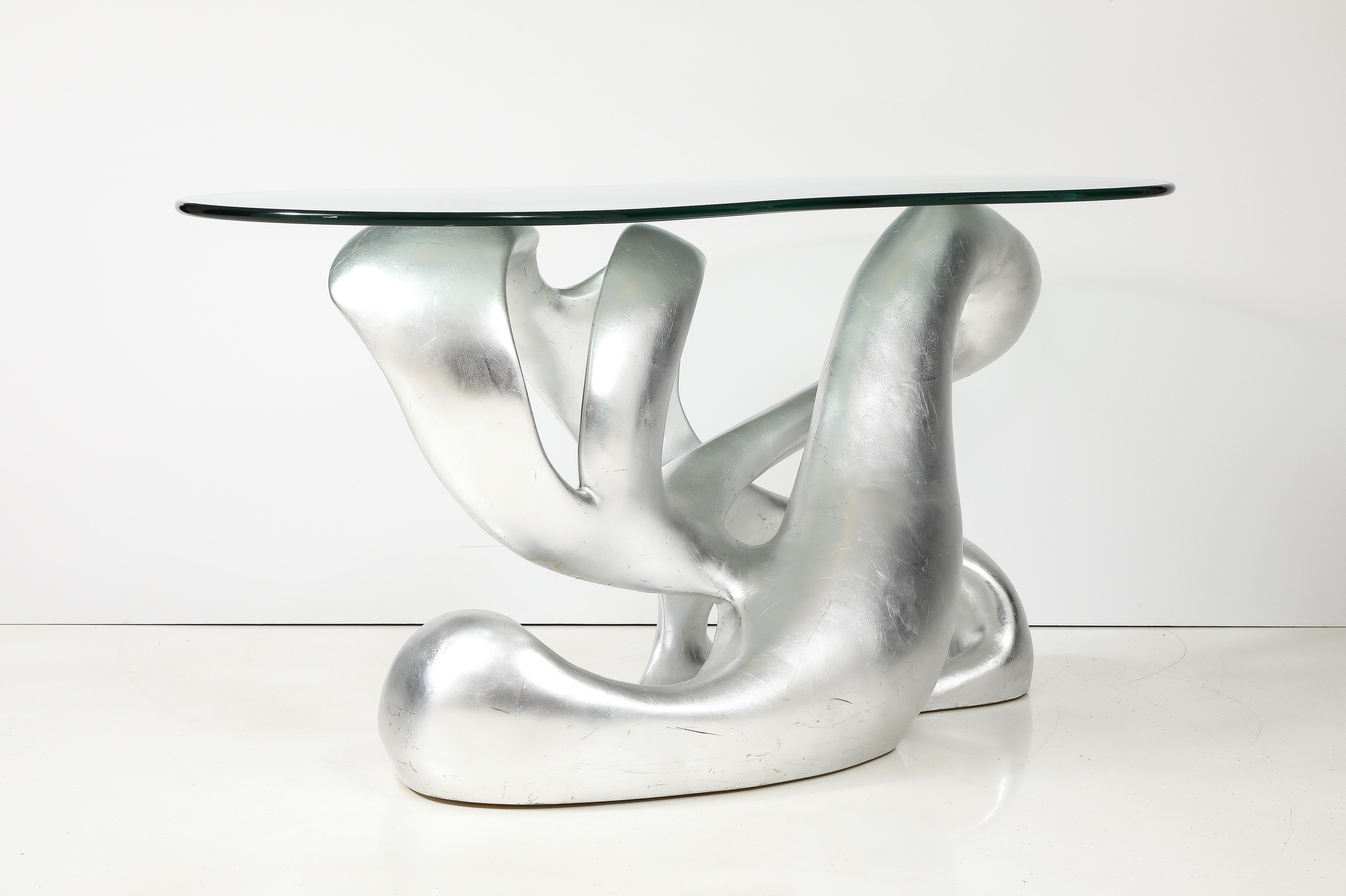 Stunning Silver Leaf Console Table Designed by Tony Duquette In Good Condition For Sale In New York, NY