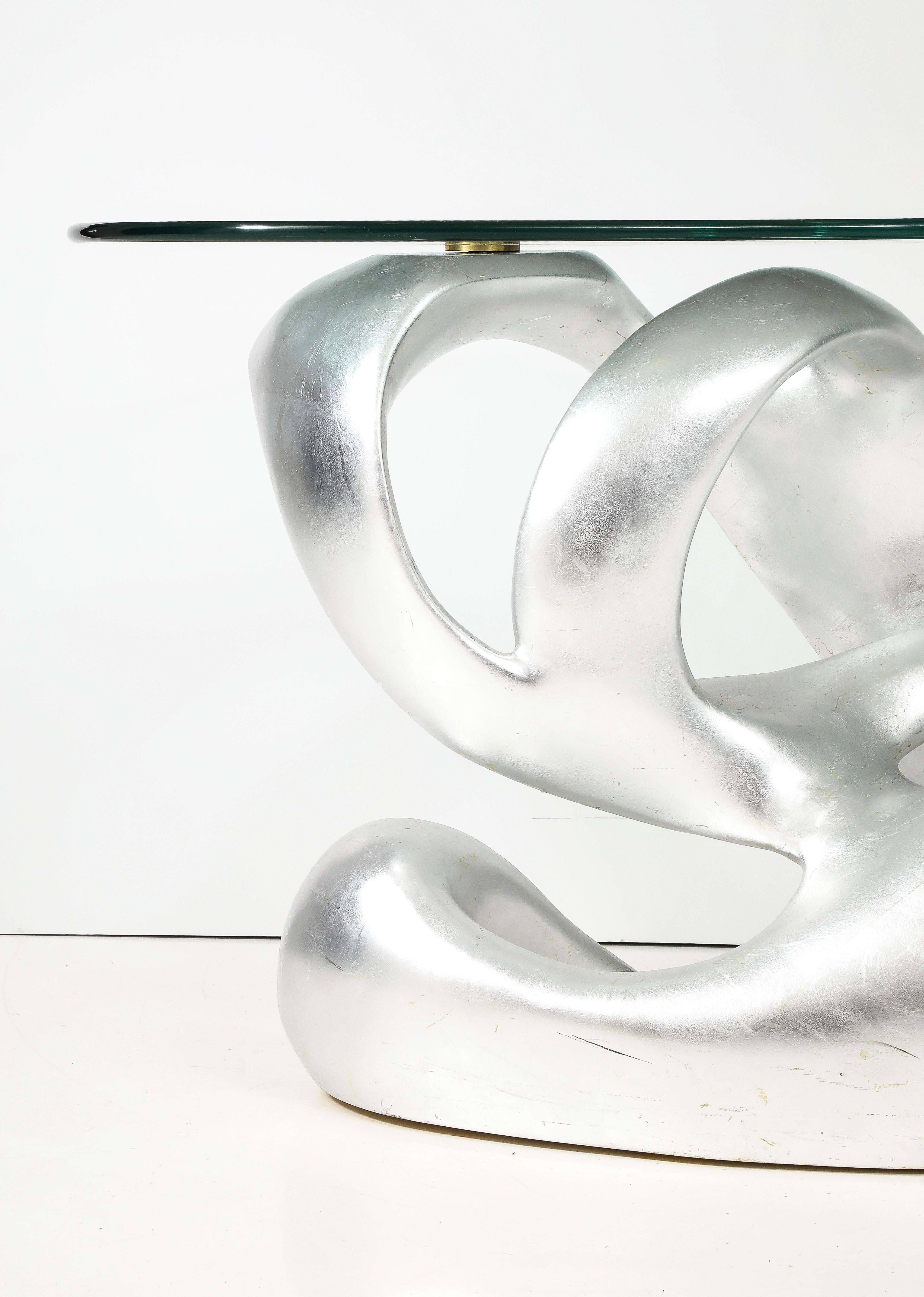 Glass Stunning Silver Leaf Console Table Designed by Tony Duquette For Sale