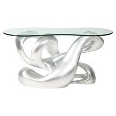 Stunning Silver Leaf Console Table Designed by Tony Duquette